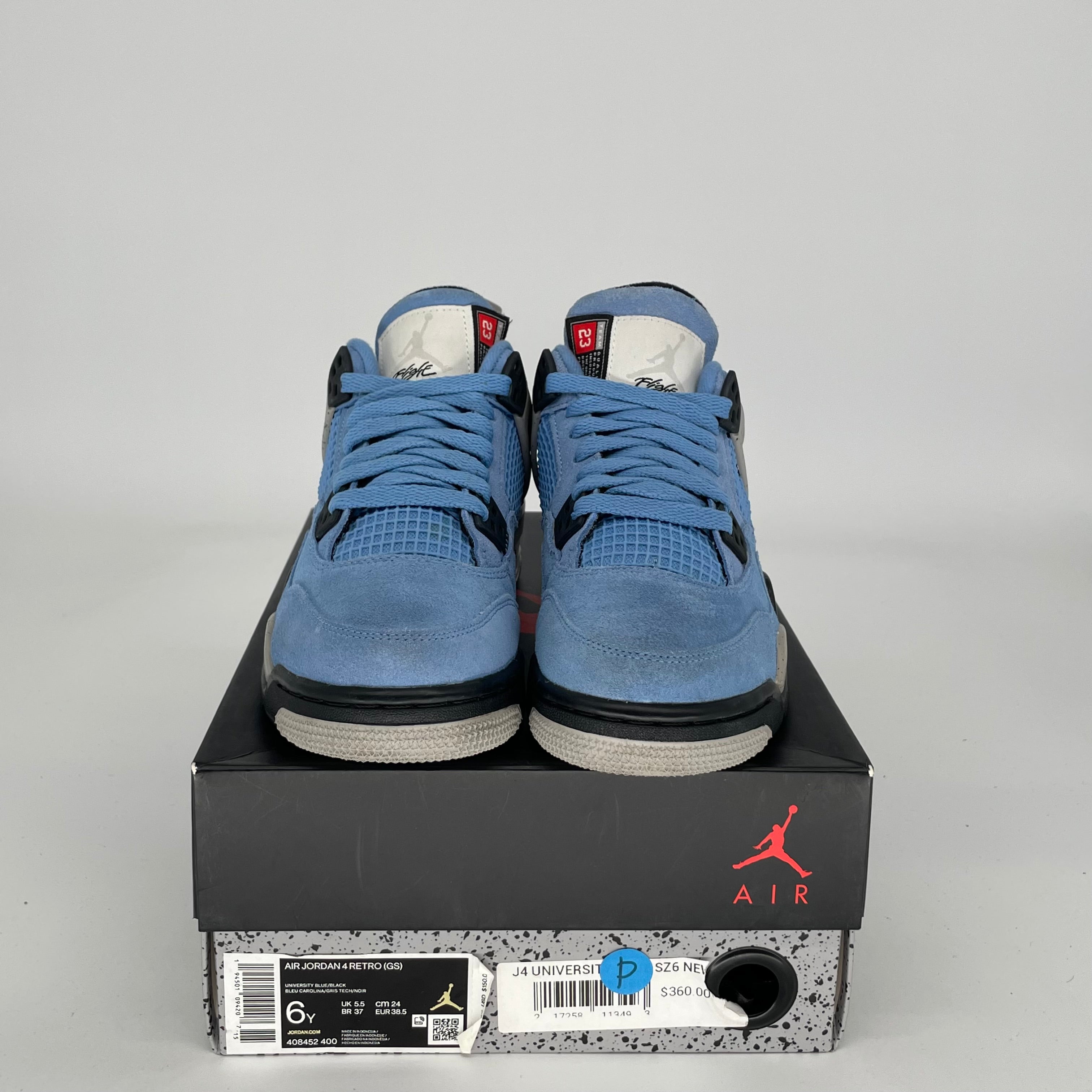 AIR JORDAN 4 UNIVERSITY BLUE SIZE 6Y 408452-400