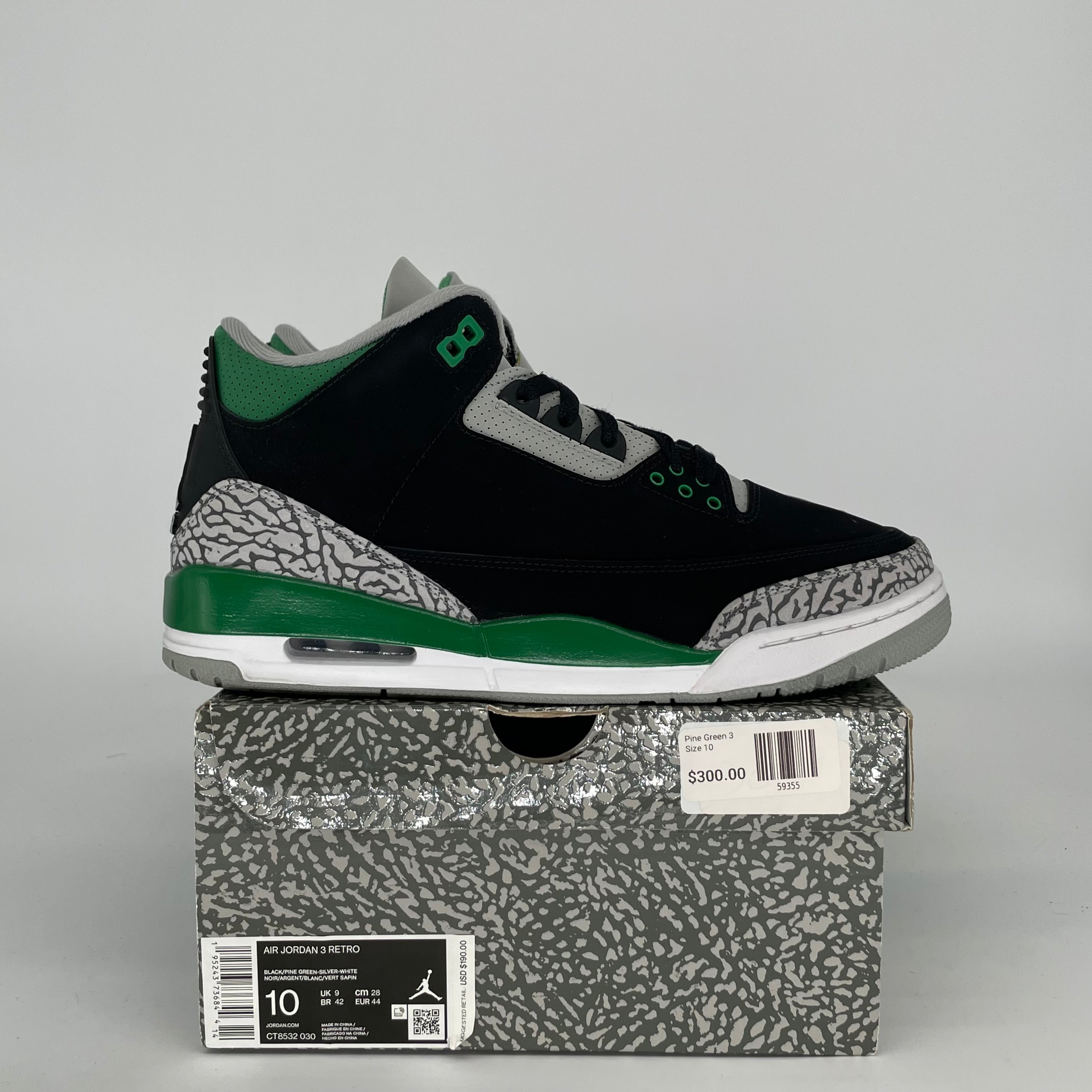 AIR JORDAN 3 PINE GREEN SIZE 10 CT8532-030