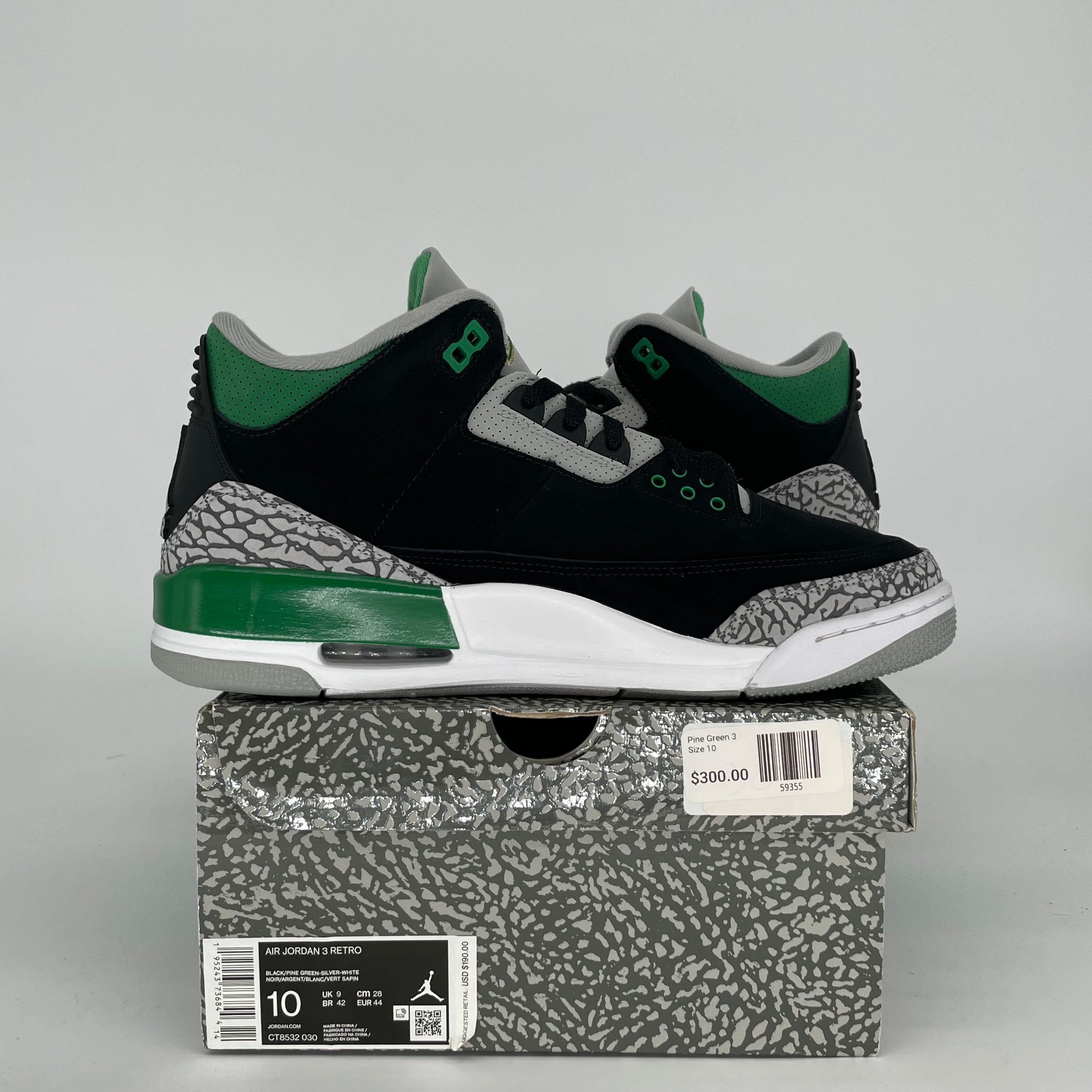 AIR JORDAN 3 PINE GREEN SIZE 10 CT8532-030