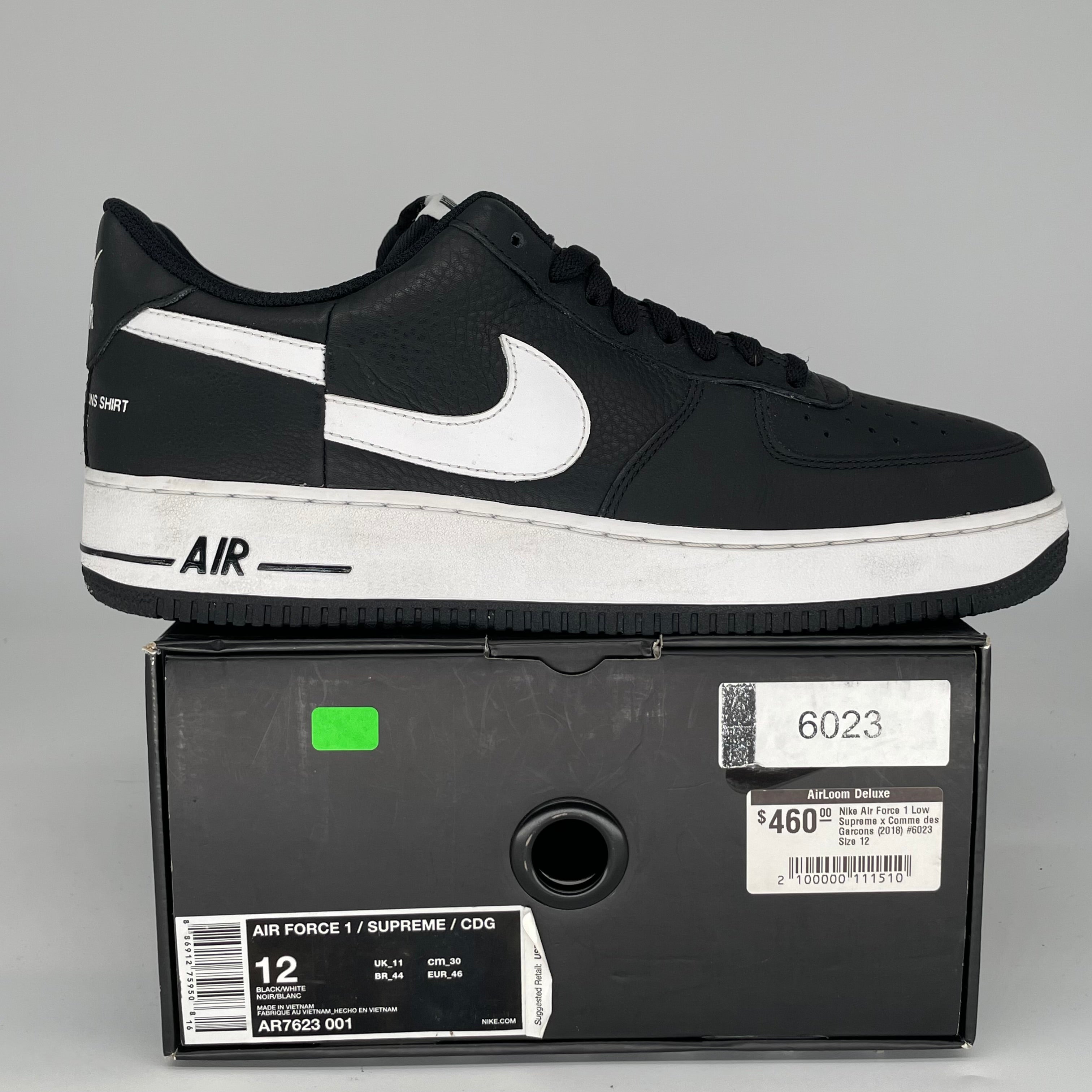 NIKE AF1 LOW SUPREME X COMME DES GARCONS SIZE 12 AR7623-001