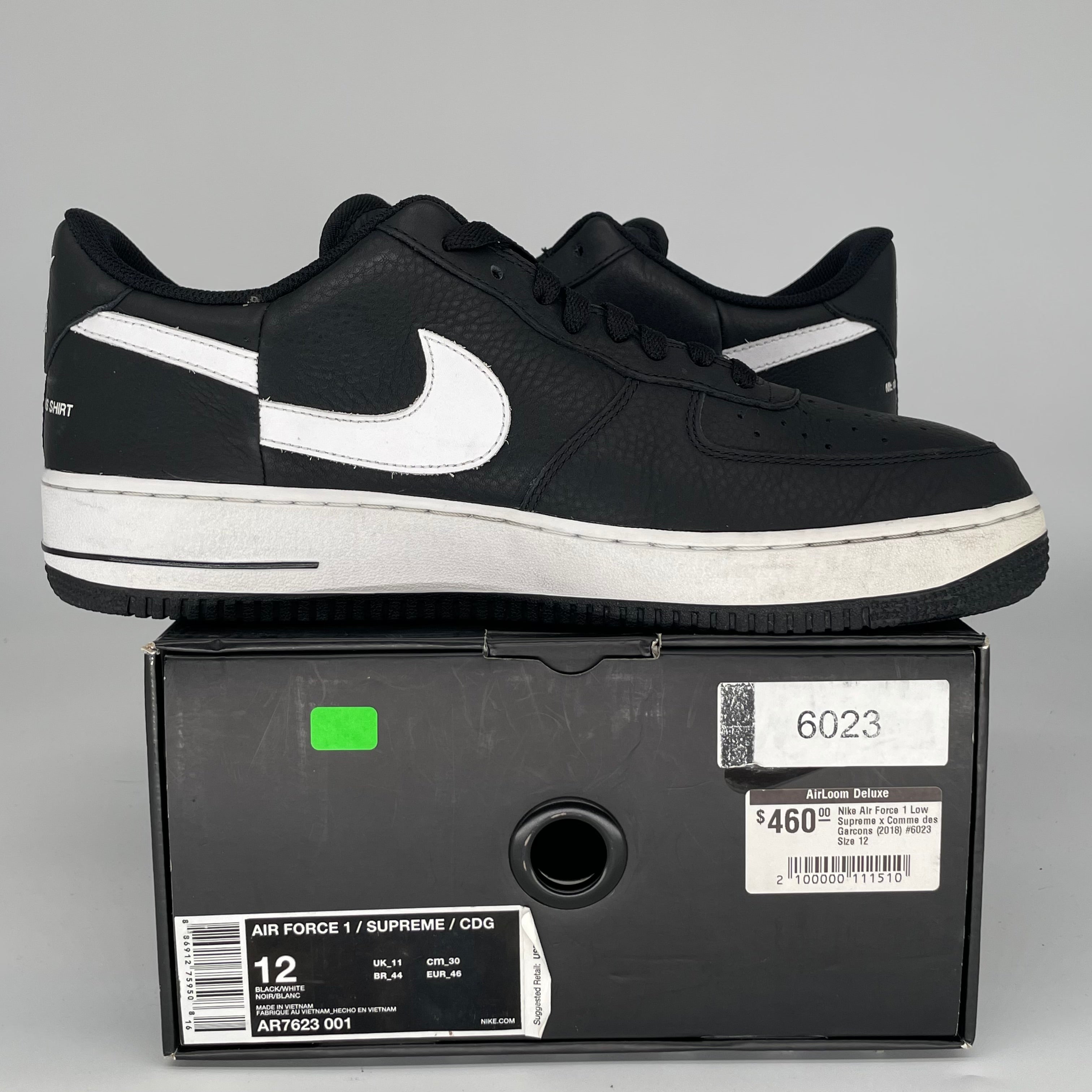 NIKE AF1 LOW SUPREME X COMME DES GARCONS SIZE 12 AR7623-001