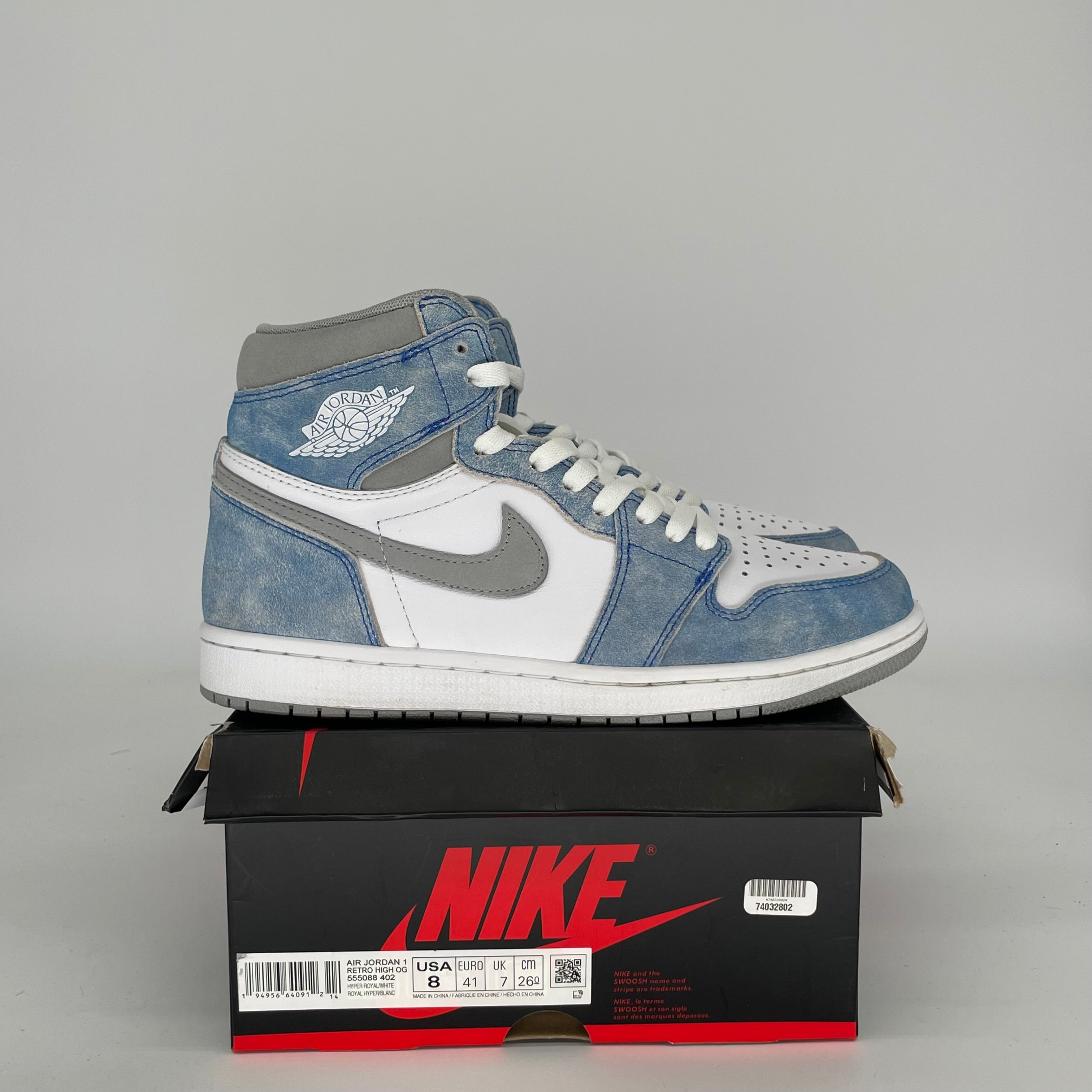 AIR JORDAN 1 HYPER ROYAL SIZE 8 555088-402