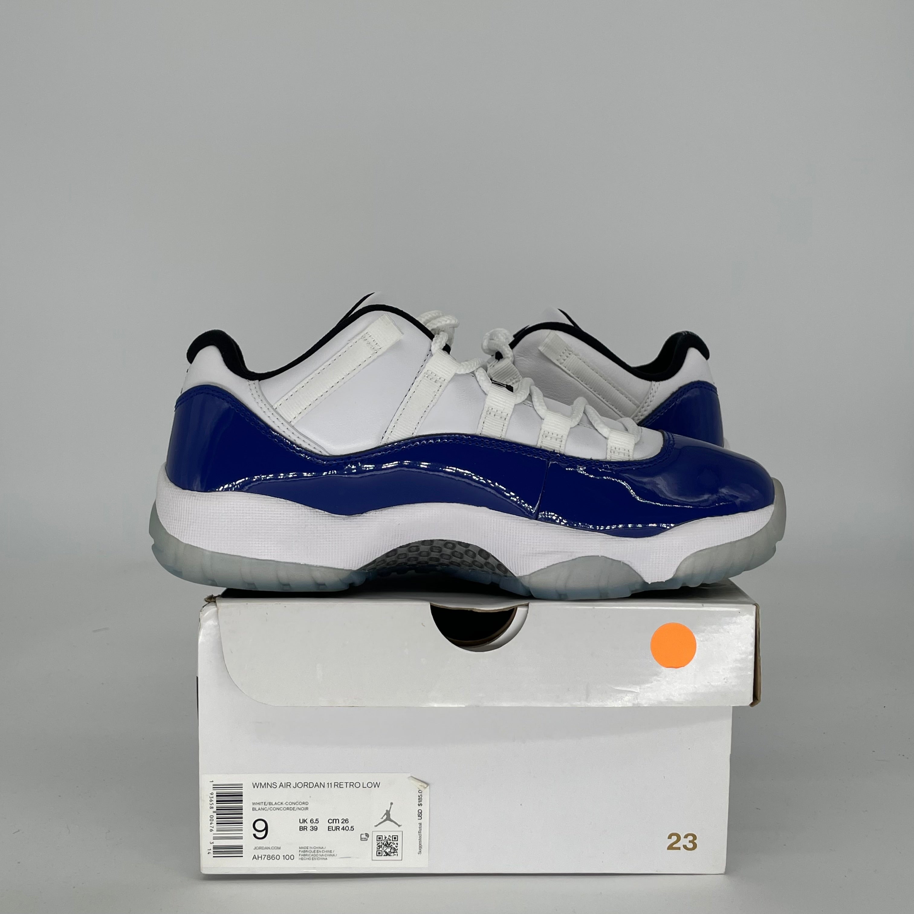 AIR JORDAN 11 LOW WHITE CONCORD W SIZE 7.5/9W AH7860-100