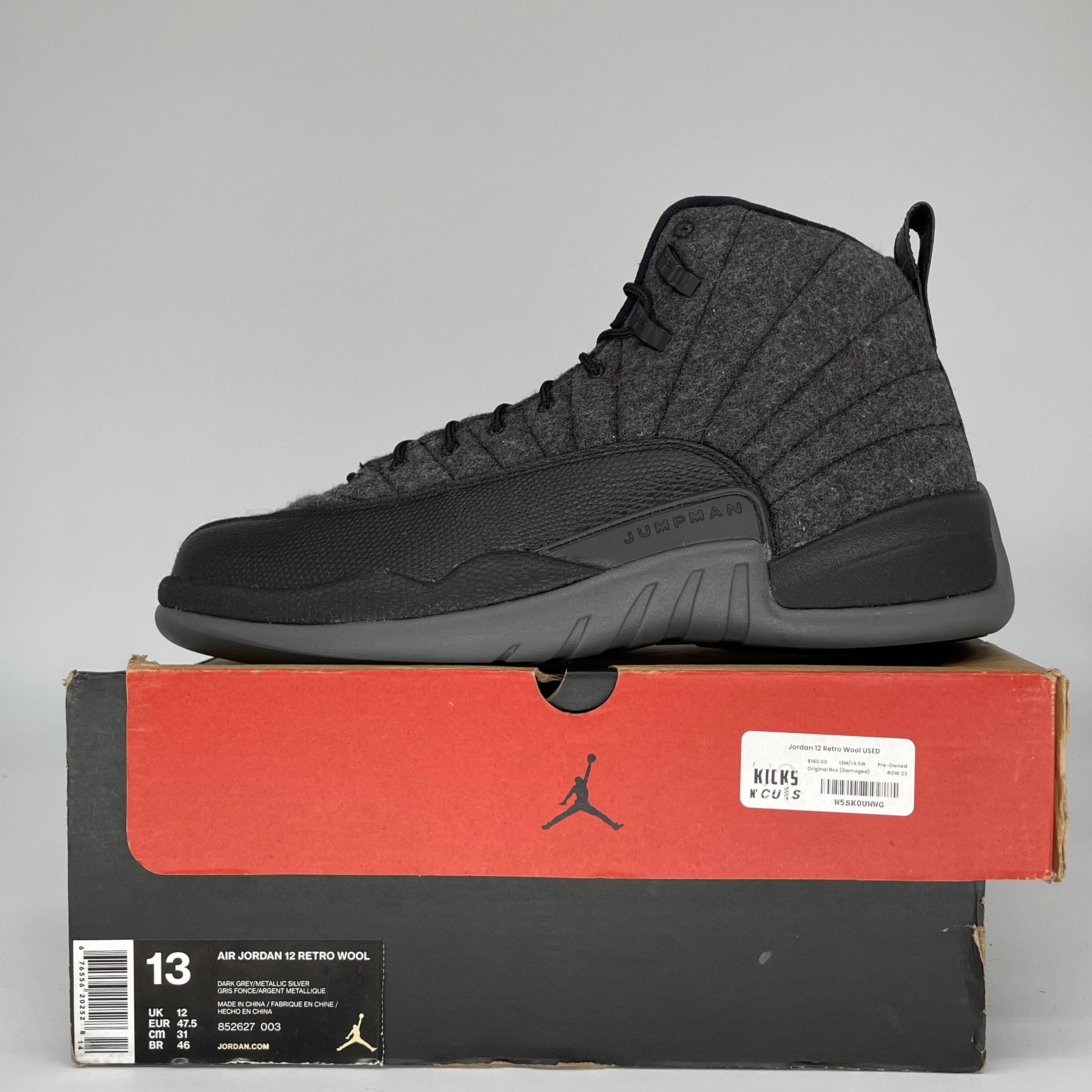 AIR JORDAN 12 WOOL SIZE 13 852627-003