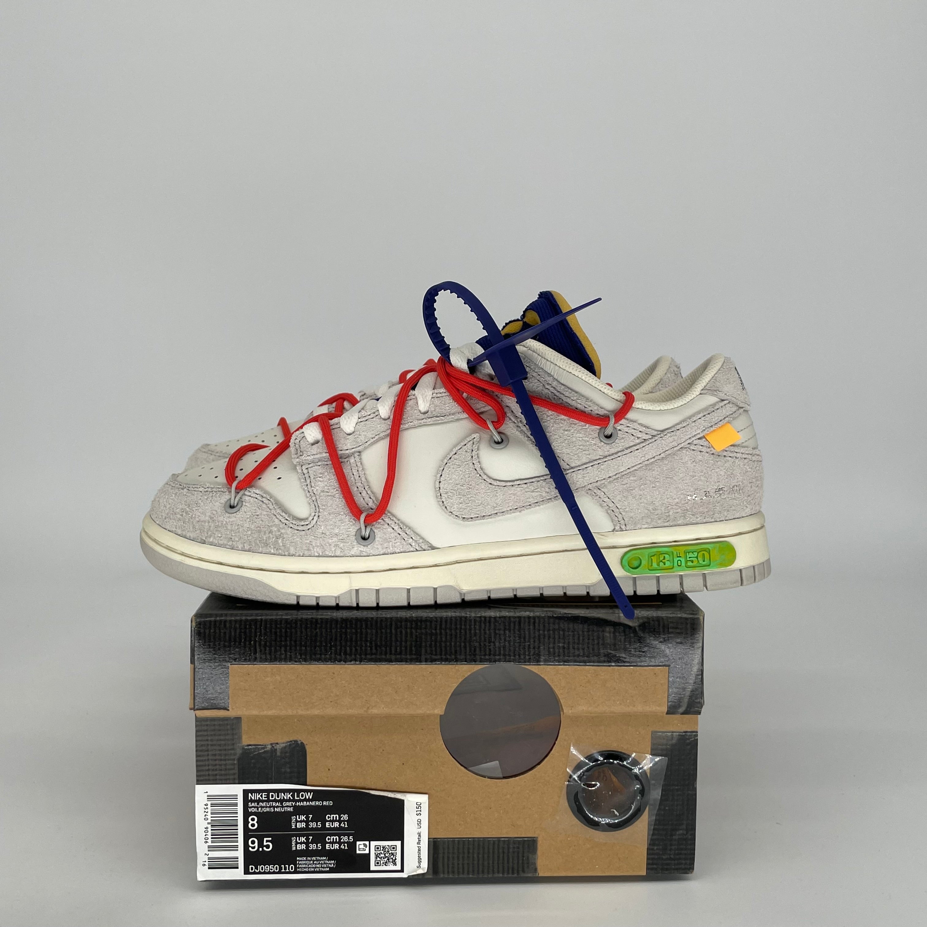 NIKE DUNK LOW OFF WHITE LOT 13 SIZE 8 DJ0950-110