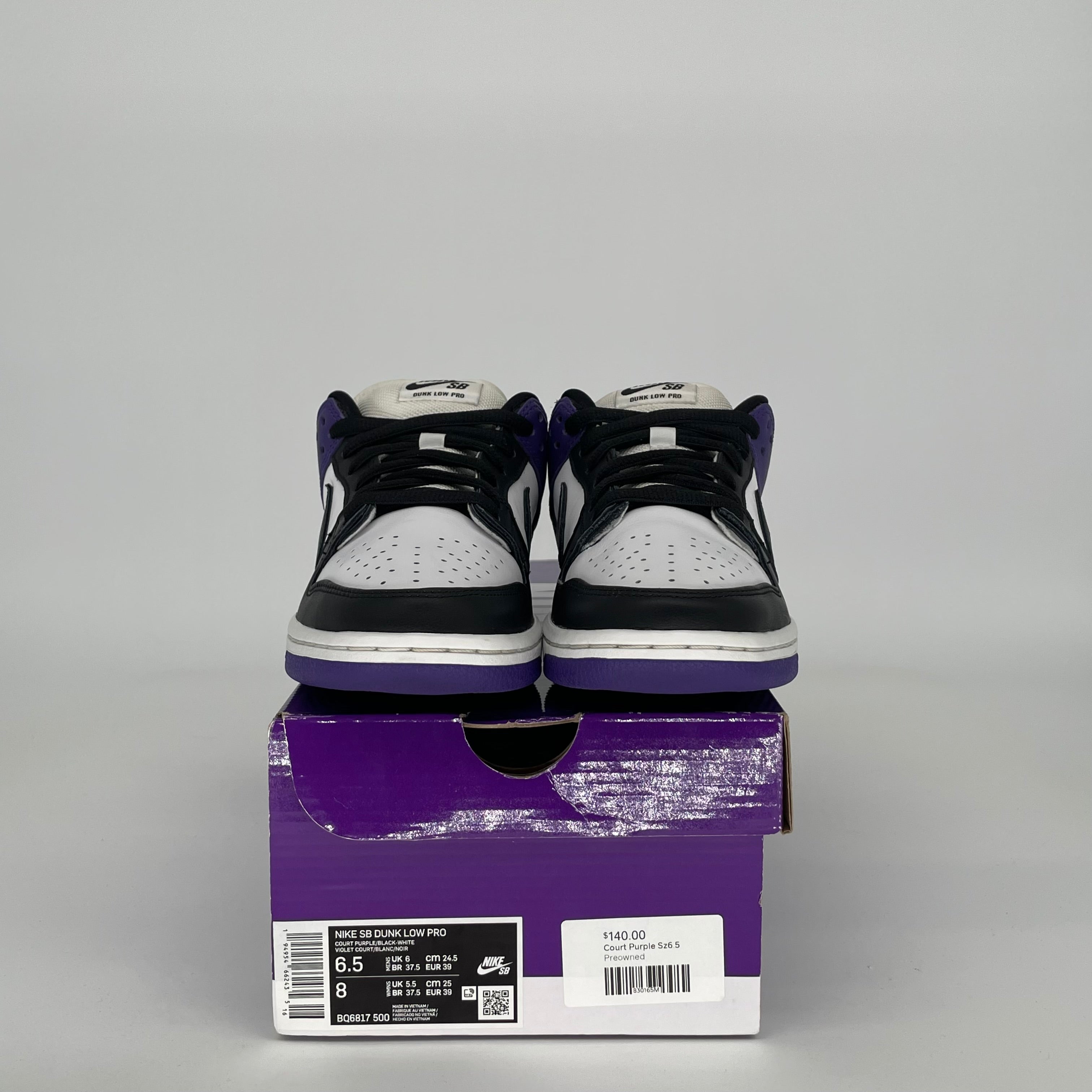 NIKE SB DUNK LOW COURT PURPLE SIZE 6.5 BQ6817-500