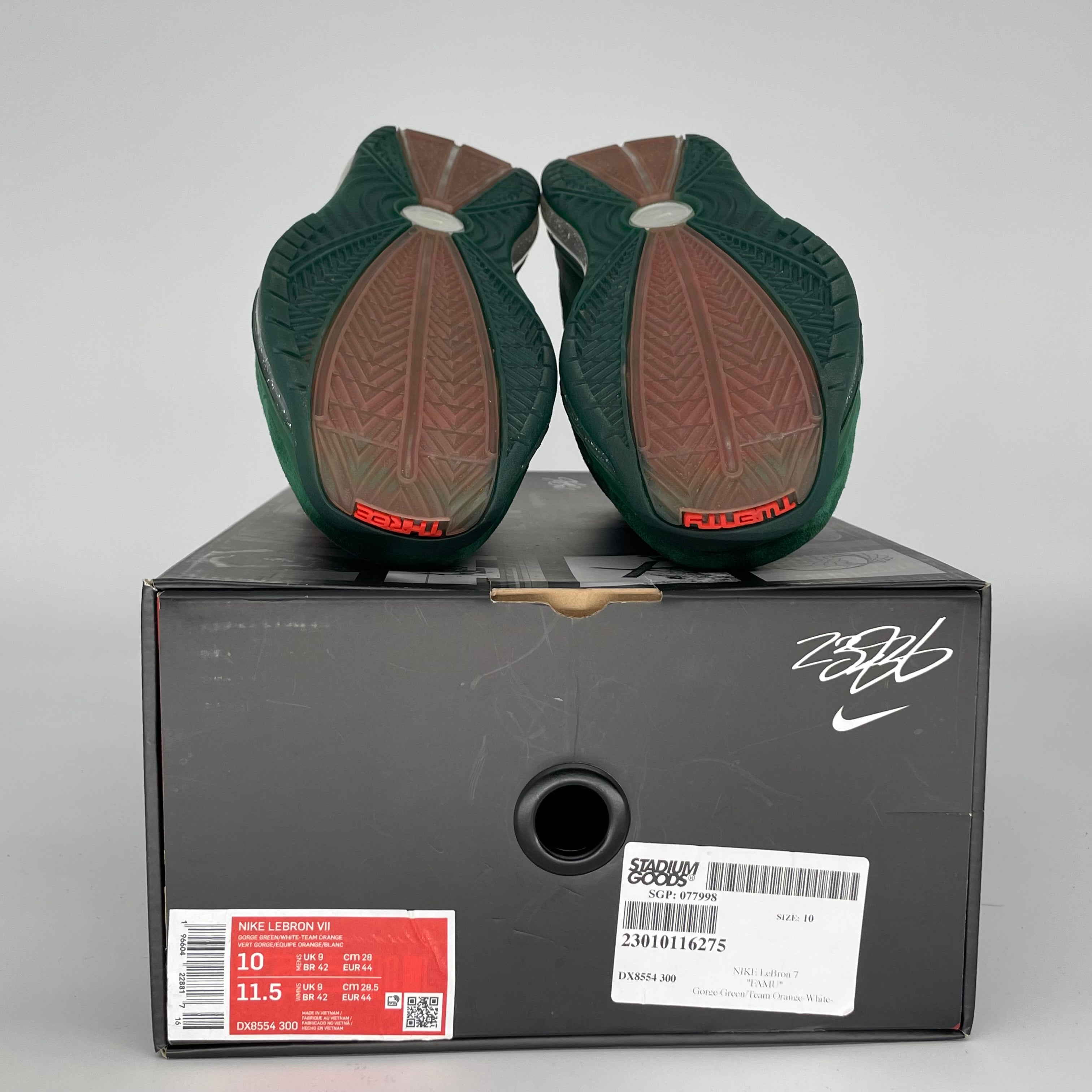 NIKE LEBRON 7 FAMU GORGE GREEN SIZE 10 DX8554-300