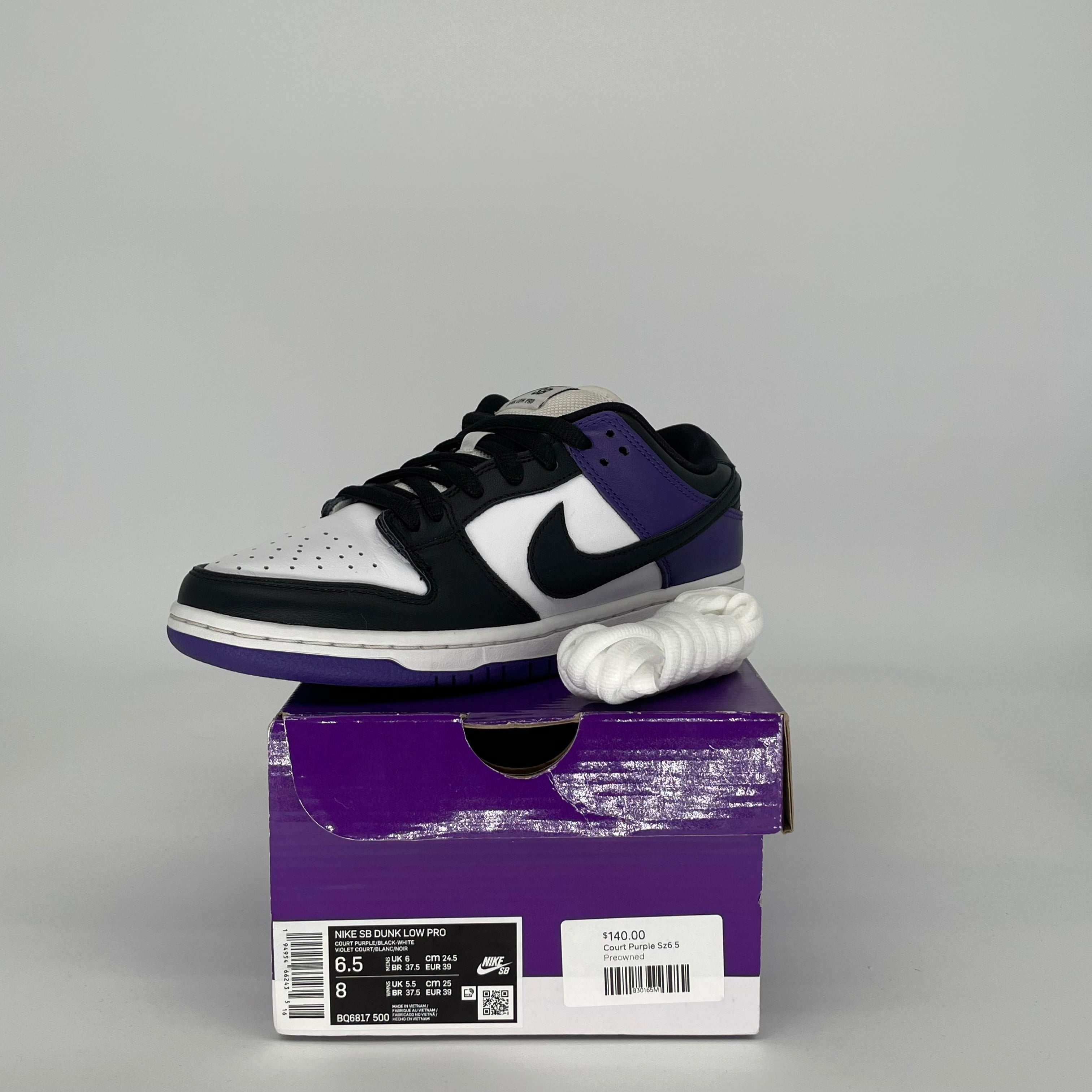 NIKE SB DUNK LOW COURT PURPLE SIZE 6.5 BQ6817-500