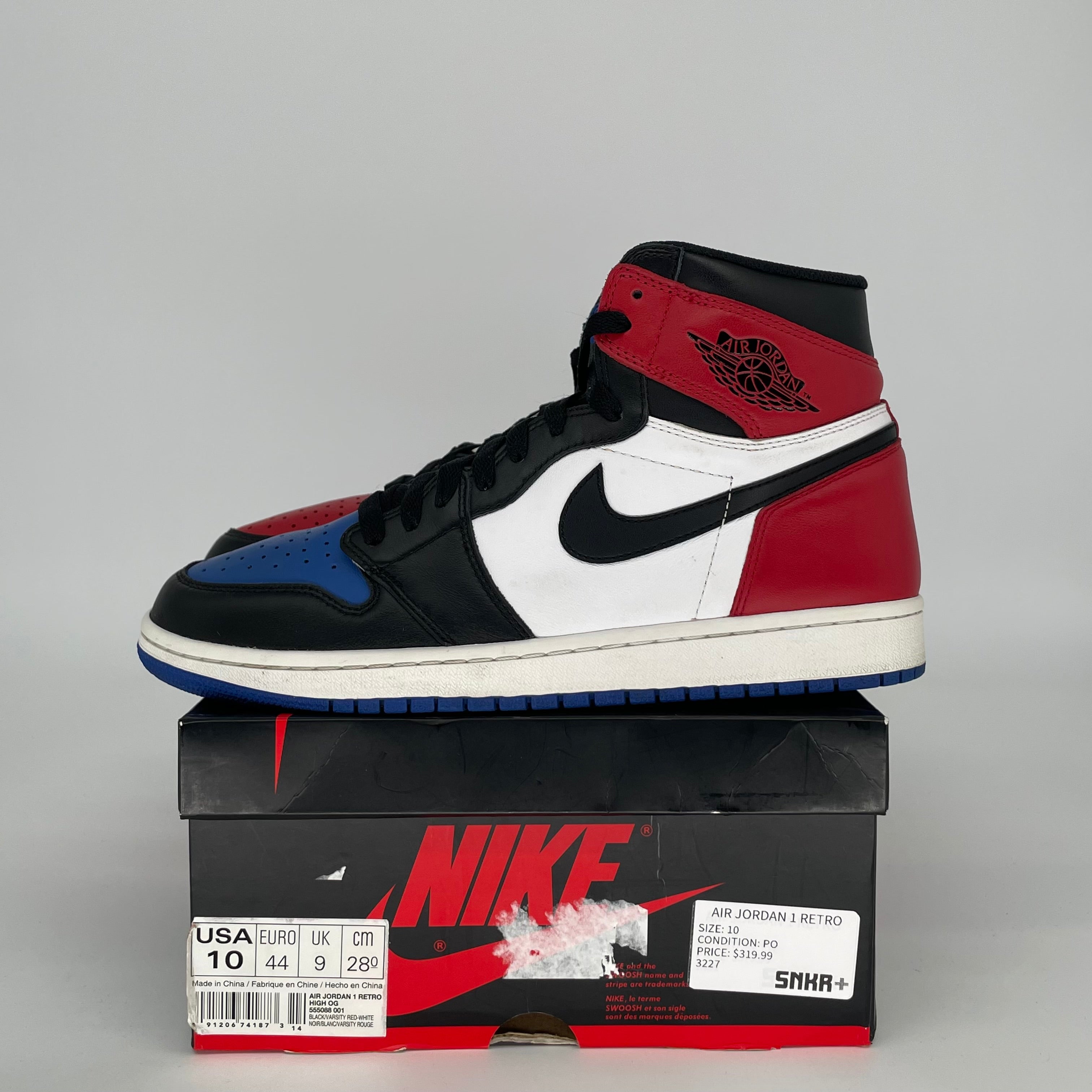 AIR JORDAN 1 TOP 3 SIZE 10 555088-026