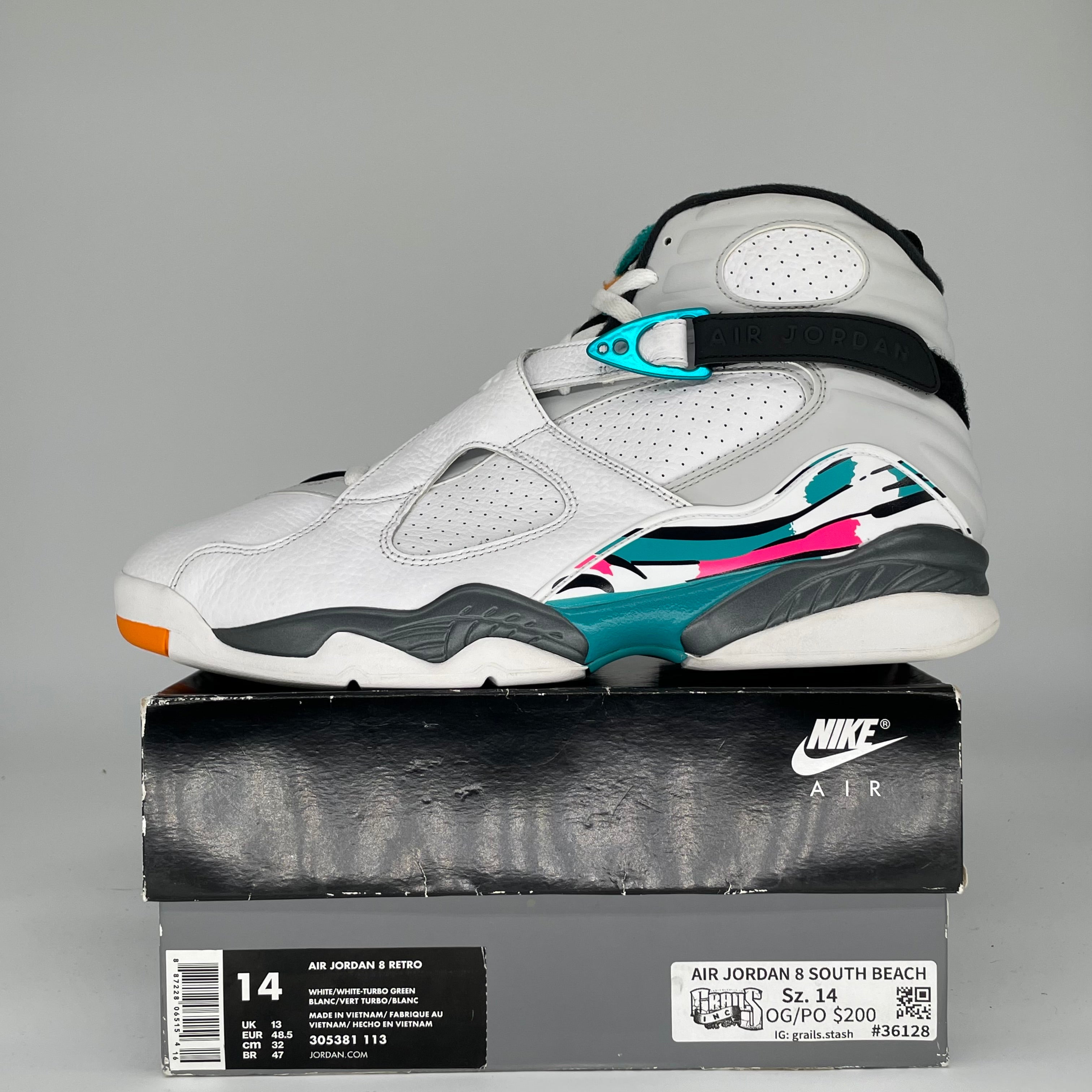 AIR JORDAN 8 SOUTH BEACH SIZE 14 305381-113