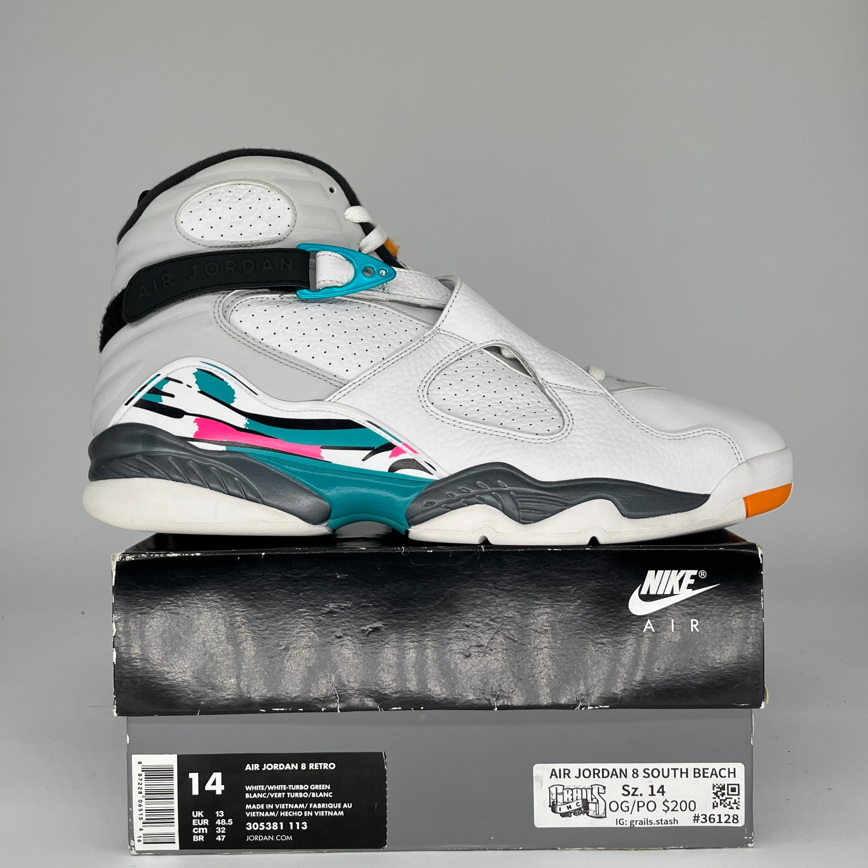 AIR JORDAN 8 SOUTH BEACH SIZE 14 305381-113