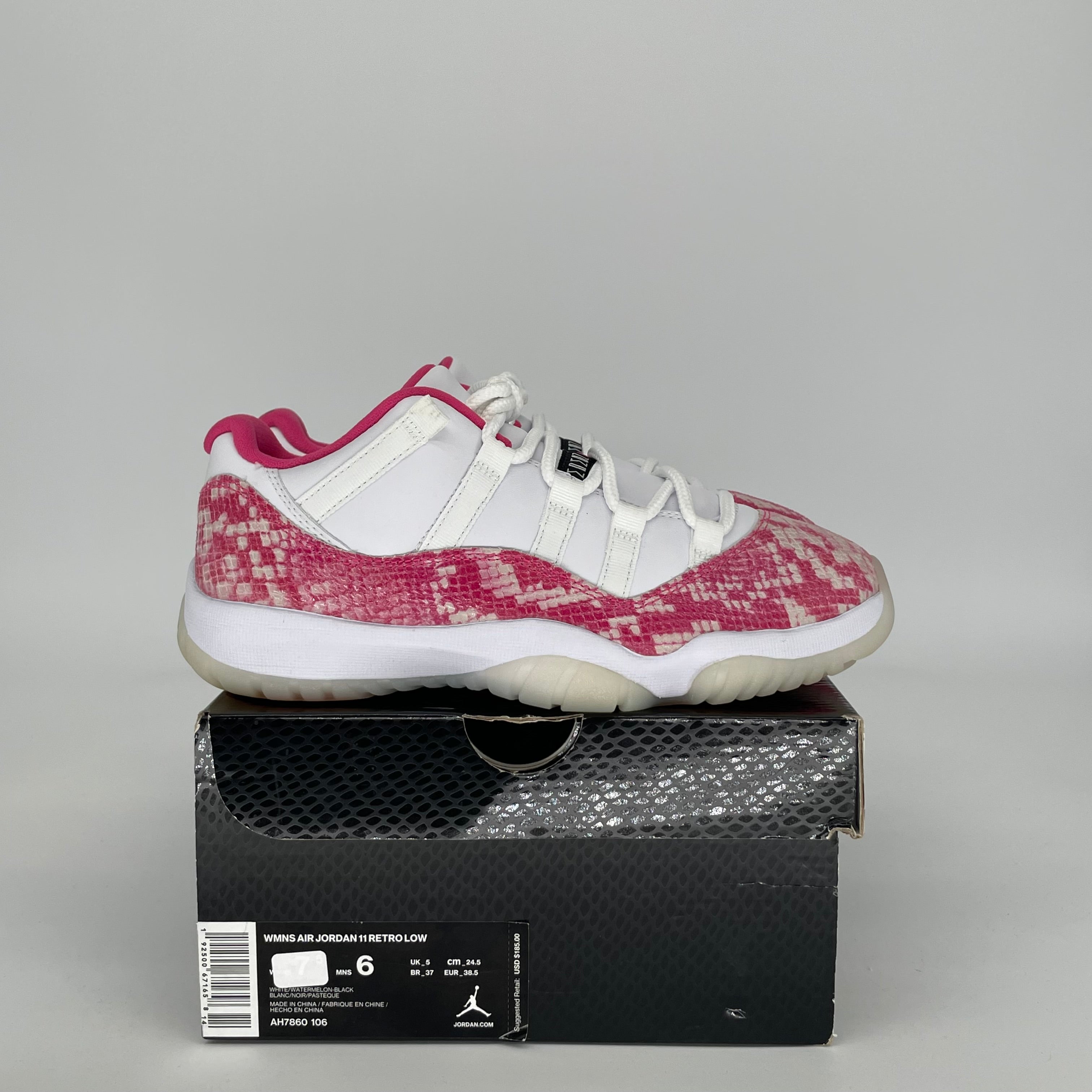 AIR JORDAN 11 LOW PINK SNAKESKIN W SIZE 6/7.5W AH7860-106