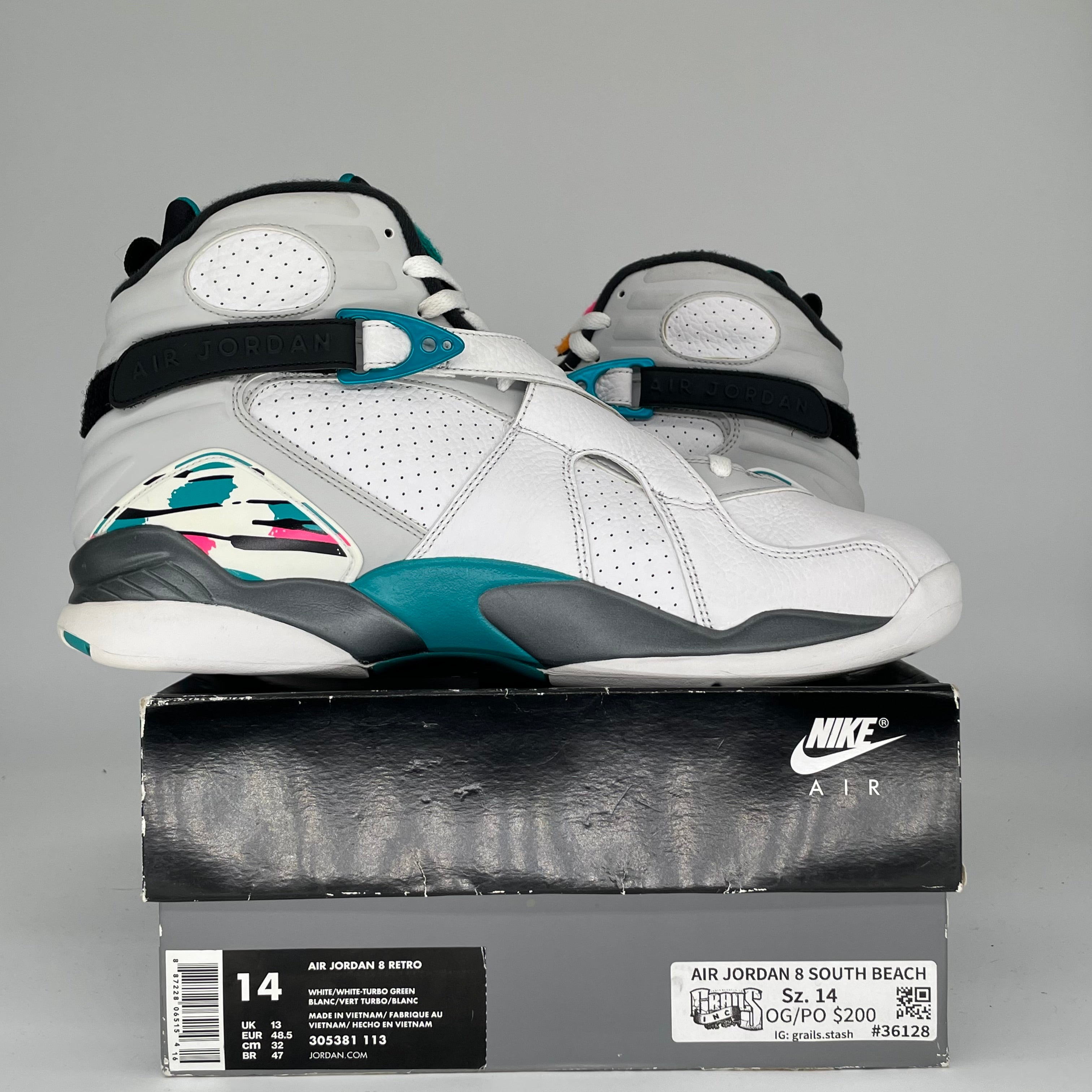 AIR JORDAN 8 SOUTH BEACH SIZE 14 305381-113