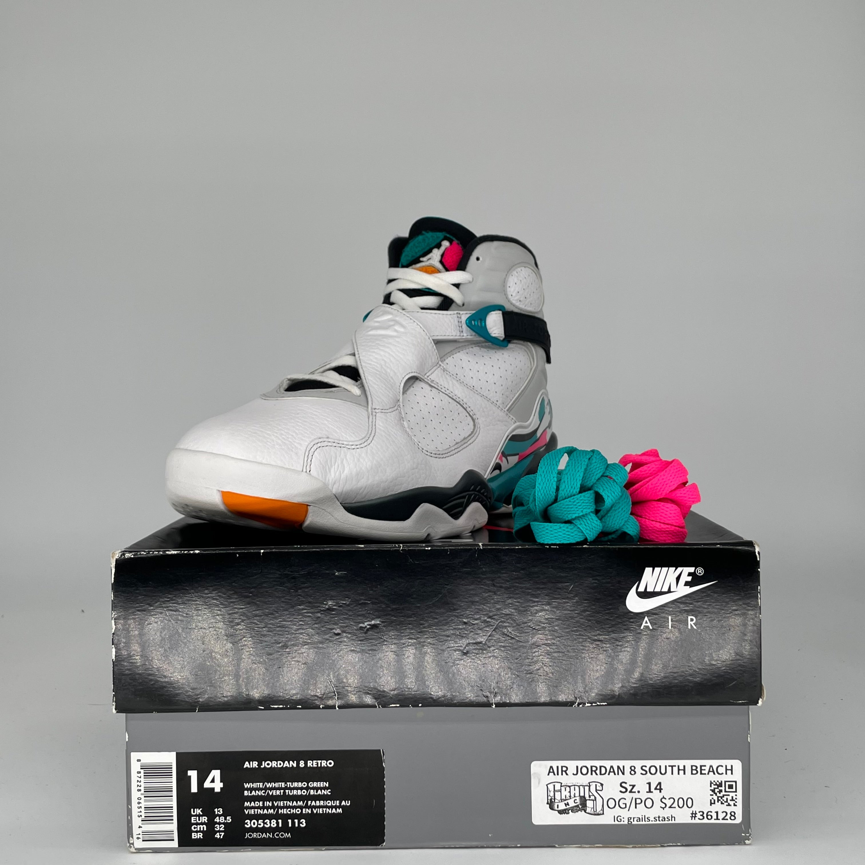 AIR JORDAN 8 SOUTH BEACH SIZE 14 305381-113