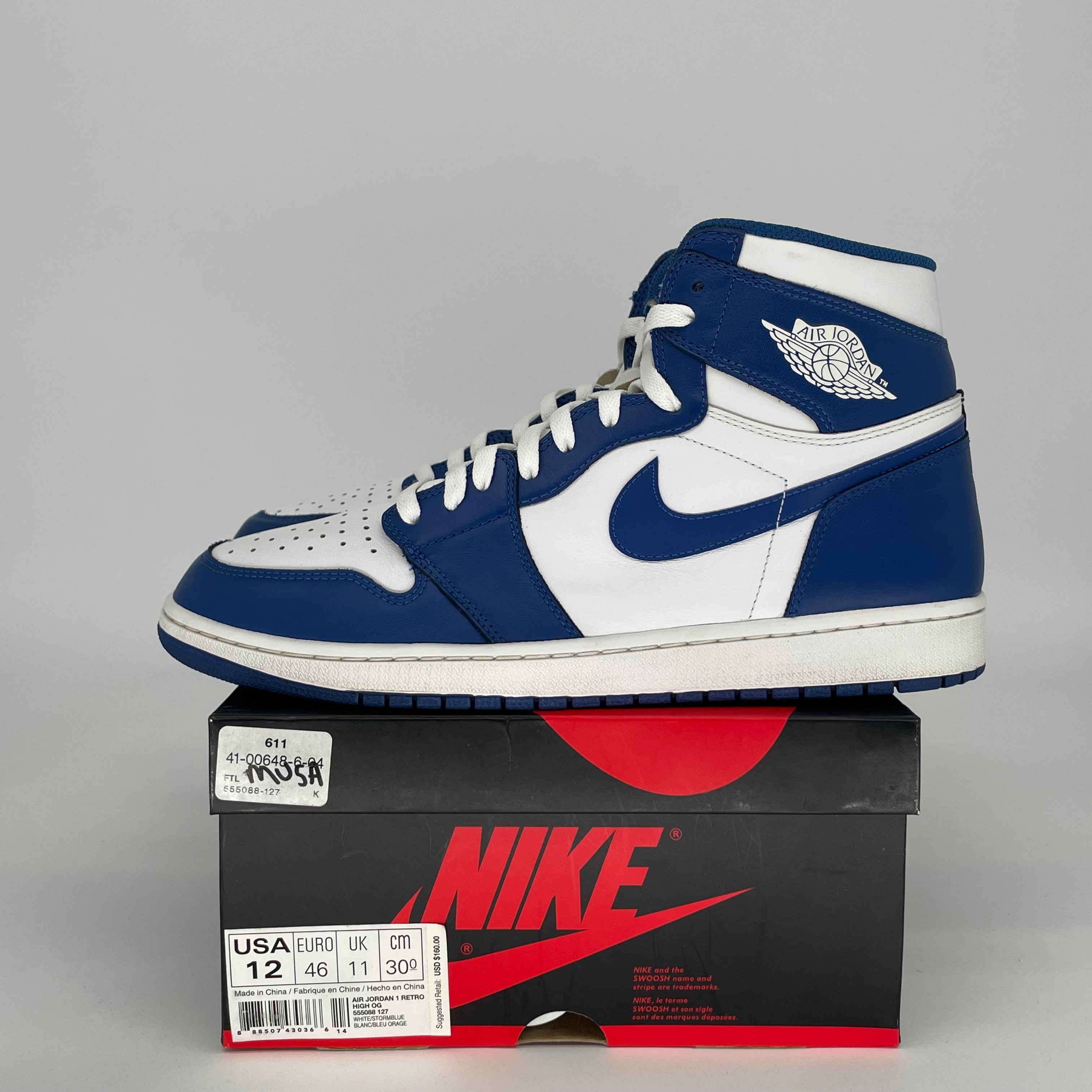 AIR JORDAN 1 STORM BLUE SIZE 12 555088-127