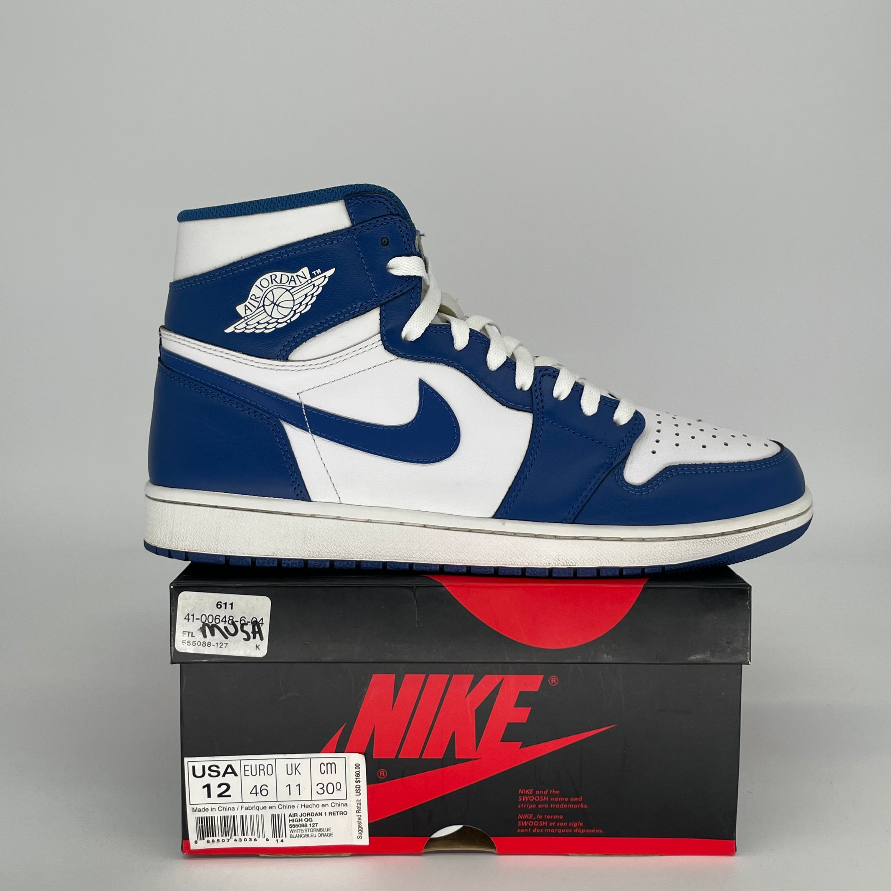 AIR JORDAN 1 STORM BLUE SIZE 12 555088-127