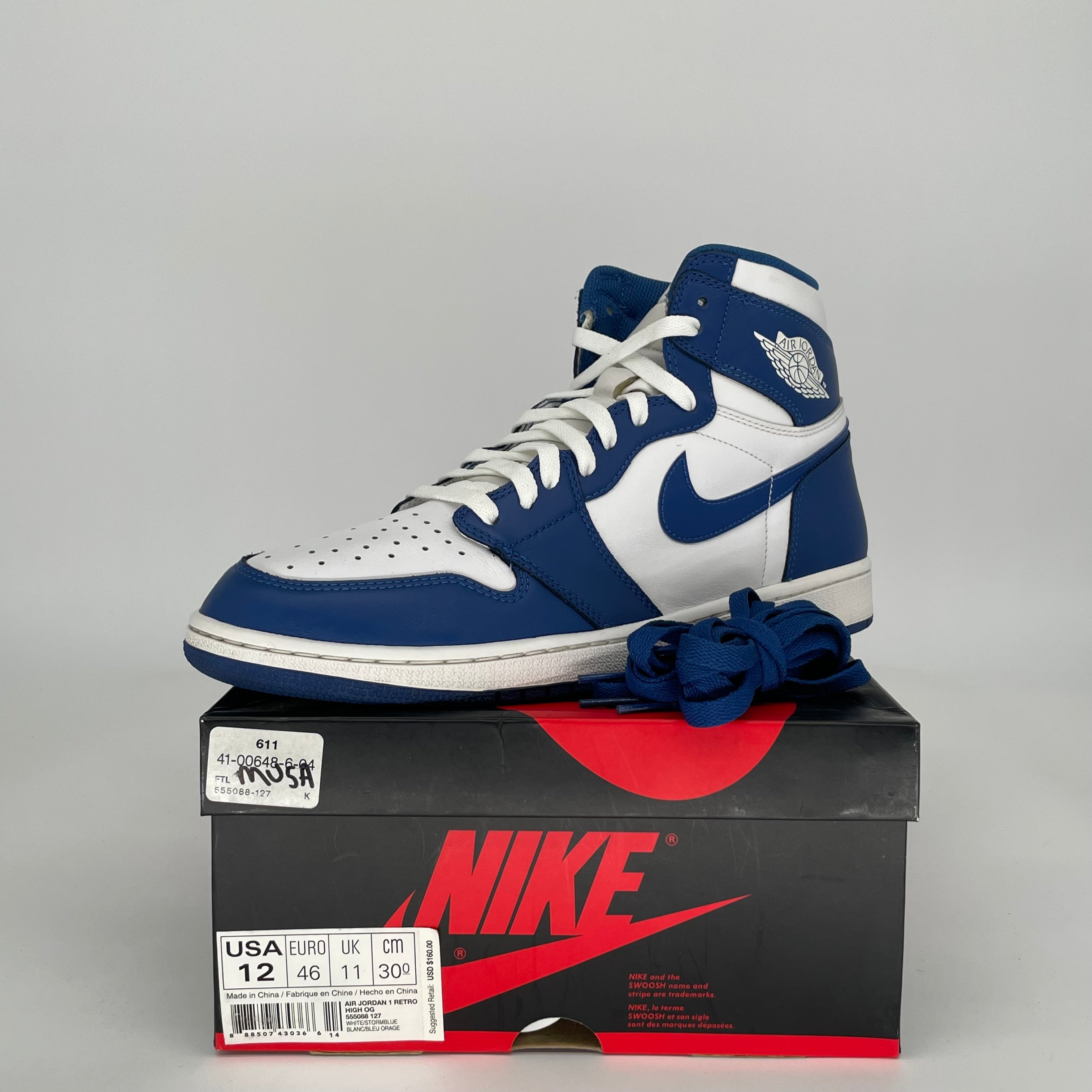 AIR JORDAN 1 STORM BLUE SIZE 12 555088-127