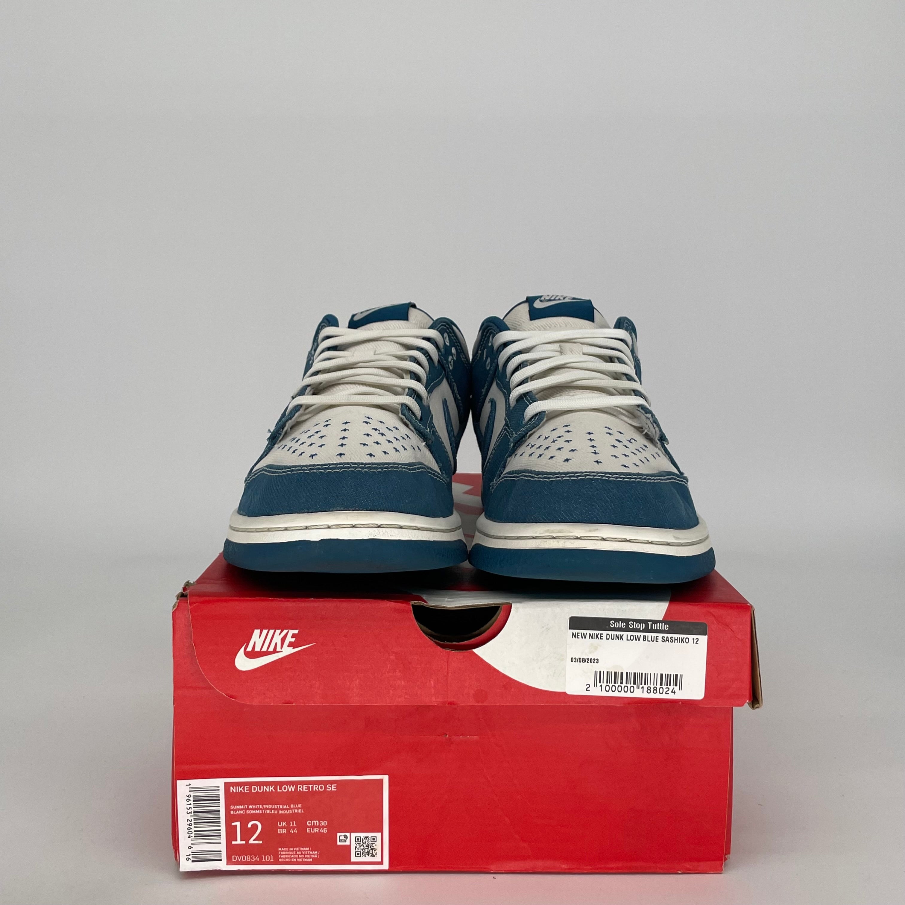 NIKE DUNK LOW INDUSTRIAL BLUE SASHIKO SIZE 12 DV0834-101