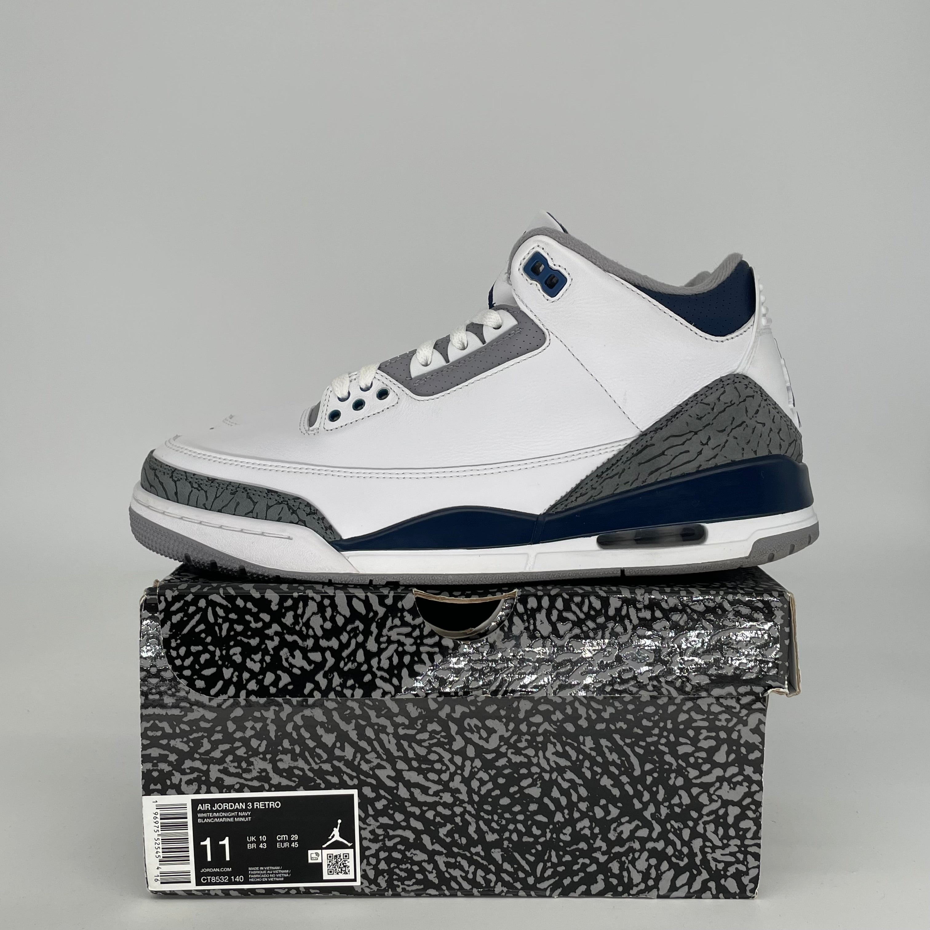 AIR JORDAN 3 MIDNIGHT NAVY SIZE 11 CT8532-140