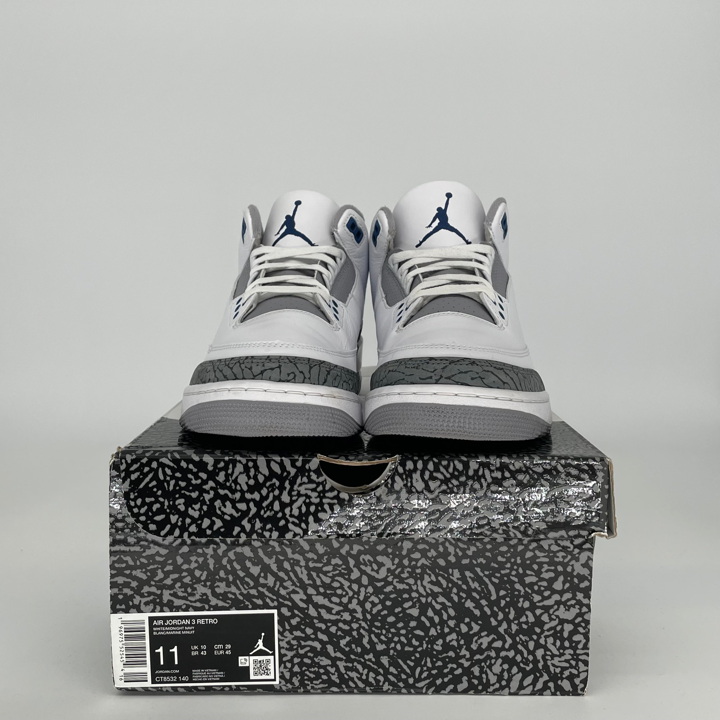 AIR JORDAN 3 MIDNIGHT NAVY SIZE 11 CT8532-140