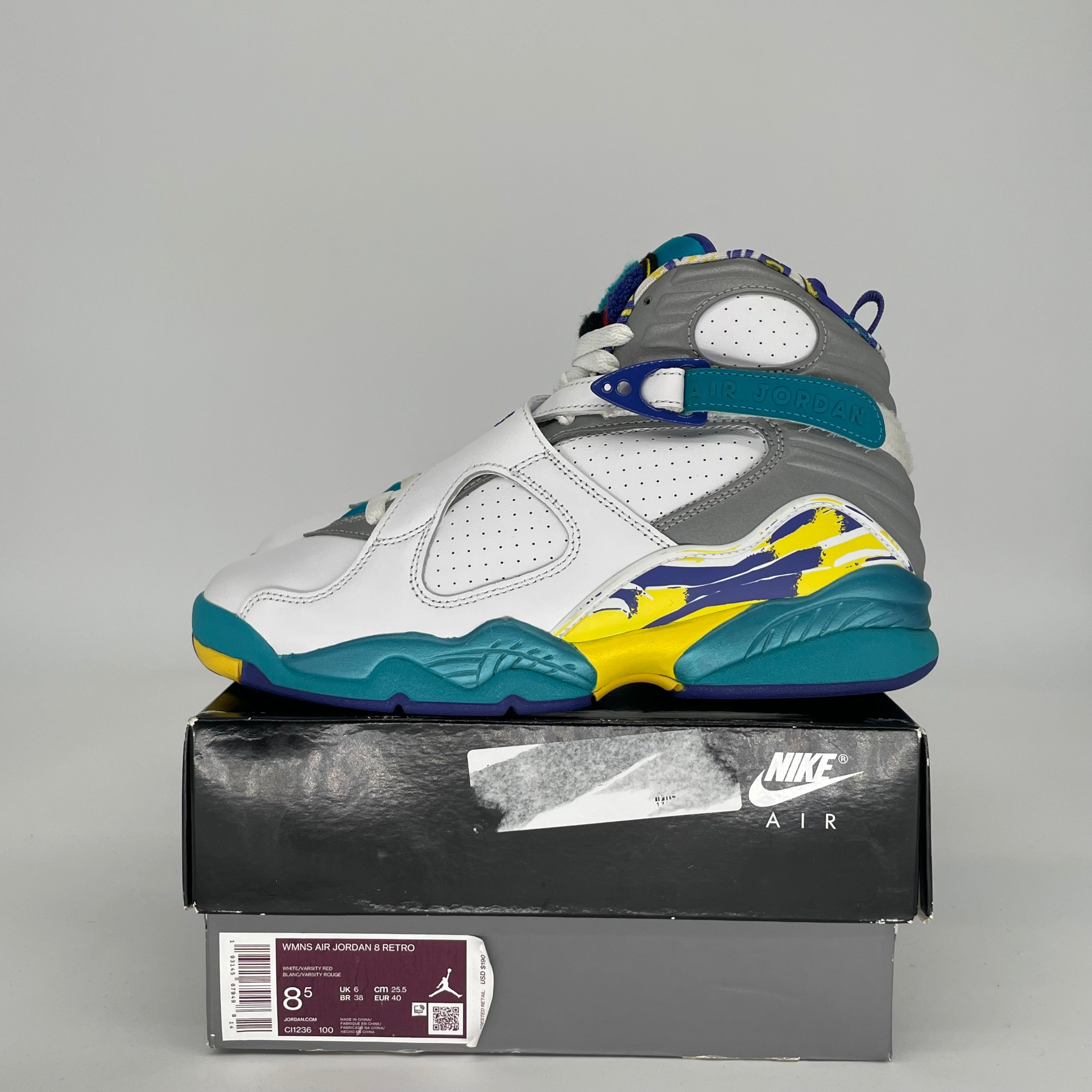 AIR JORDAN 8 WHITE AQUA W SIZE 7/8.5W CI1236-100