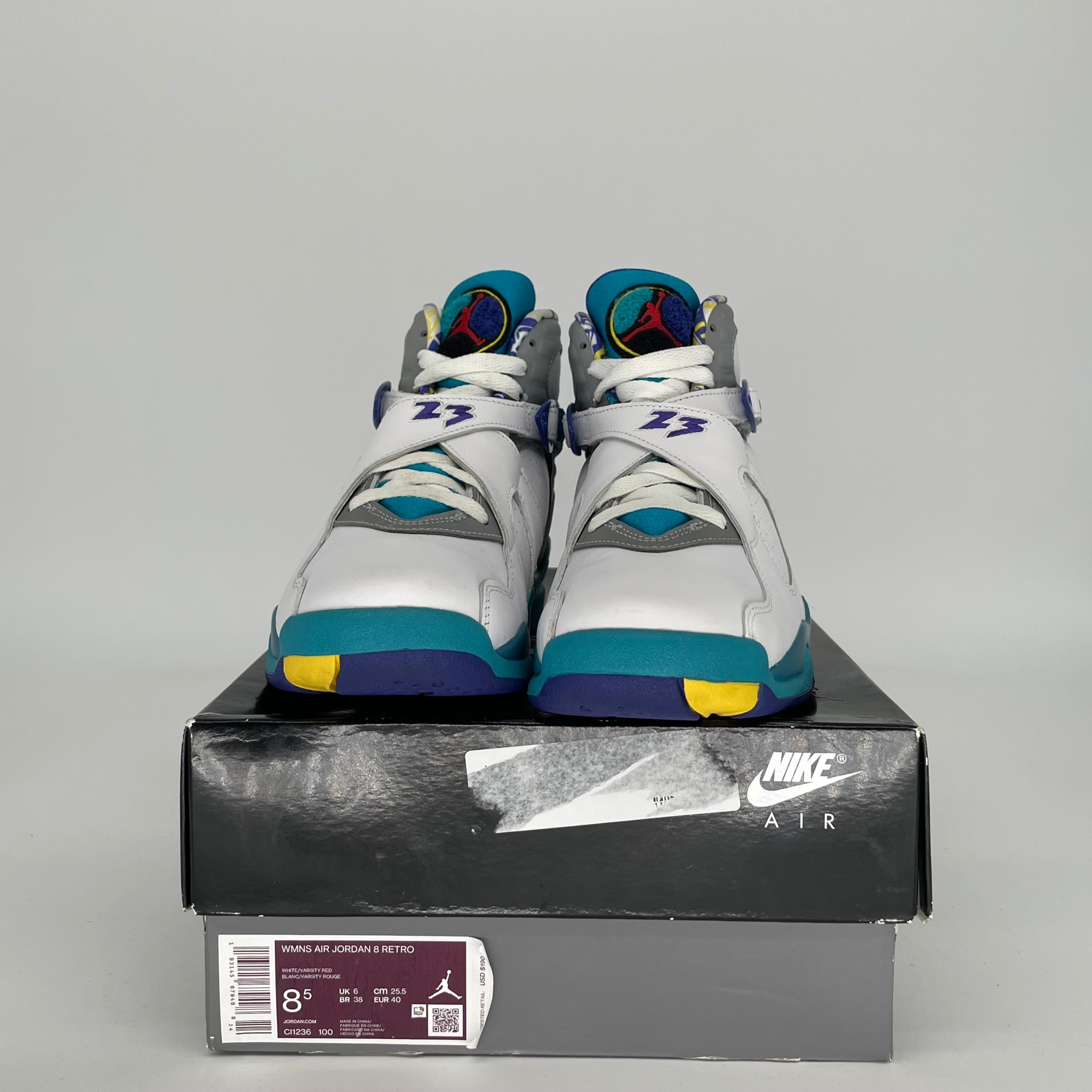 AIR JORDAN 8 WHITE AQUA W SIZE 7/8.5W CI1236-100