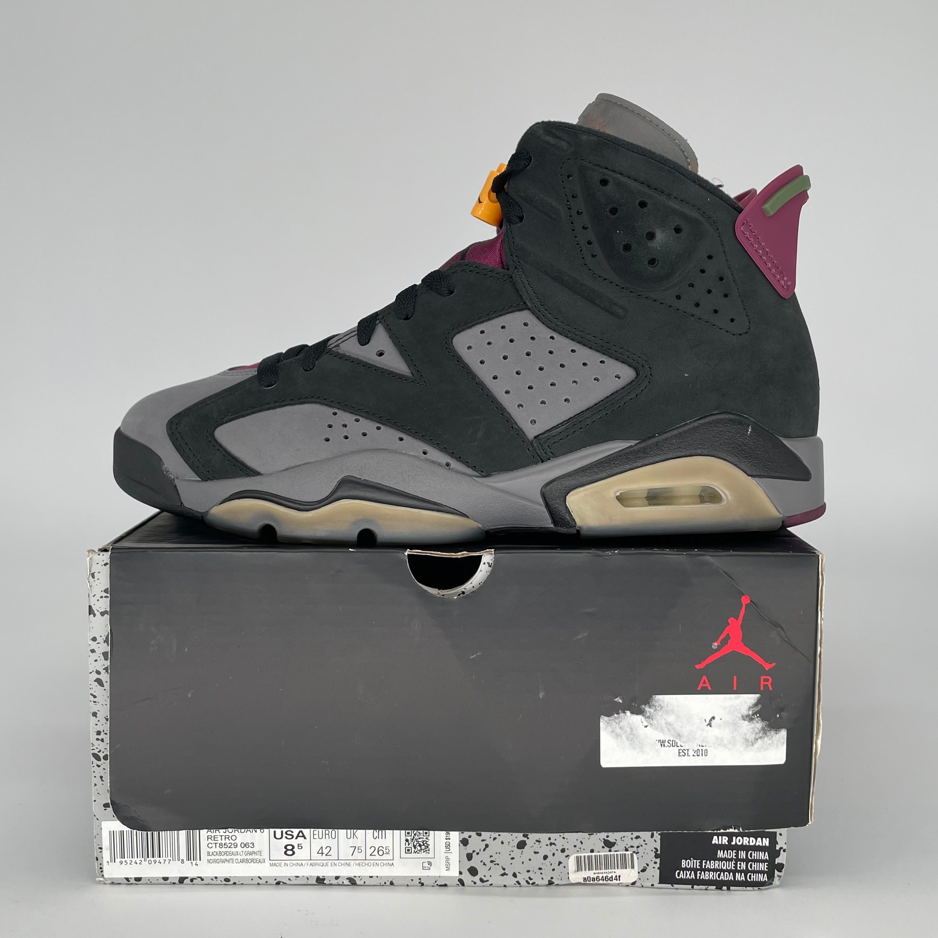 AIR JORDAN 6 BORDEAUX SIZE 8.5 CT8529-063