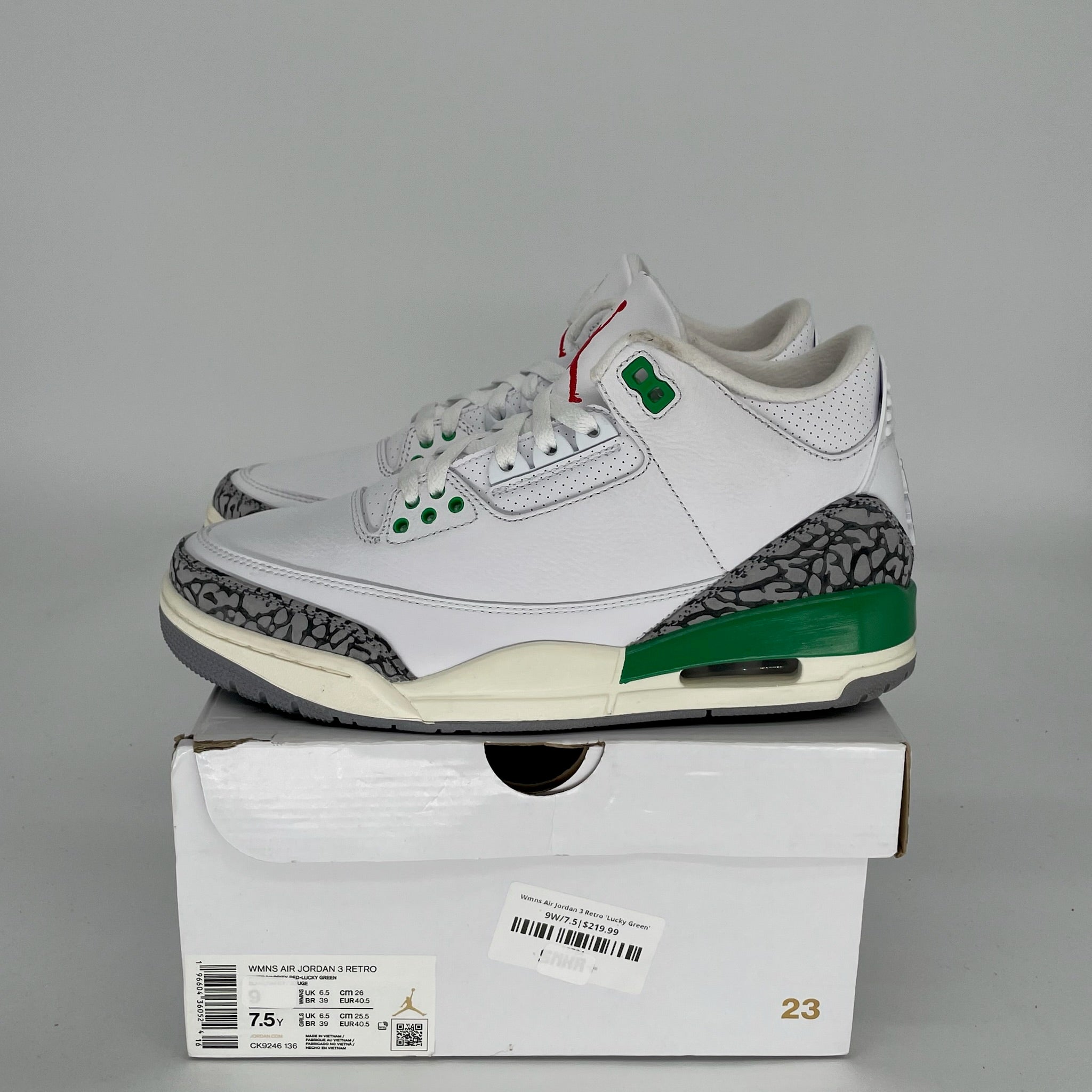 AIR JORDAN 3 LUCKY GREEN W SIZE 7.5/9W CK9246-136