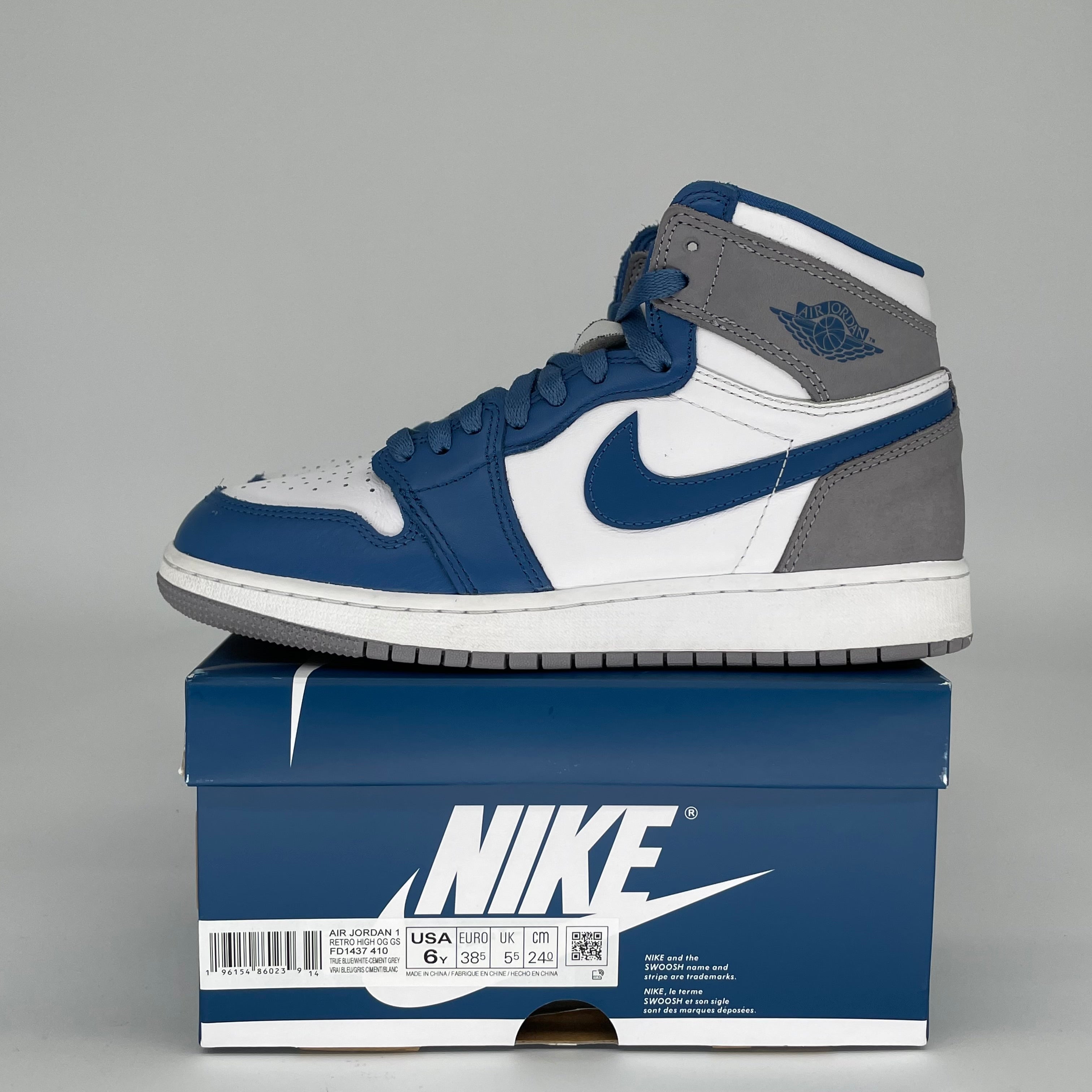 AIR JORDAN 1 TRUE BLUE SIZE 6Y FD1437-410