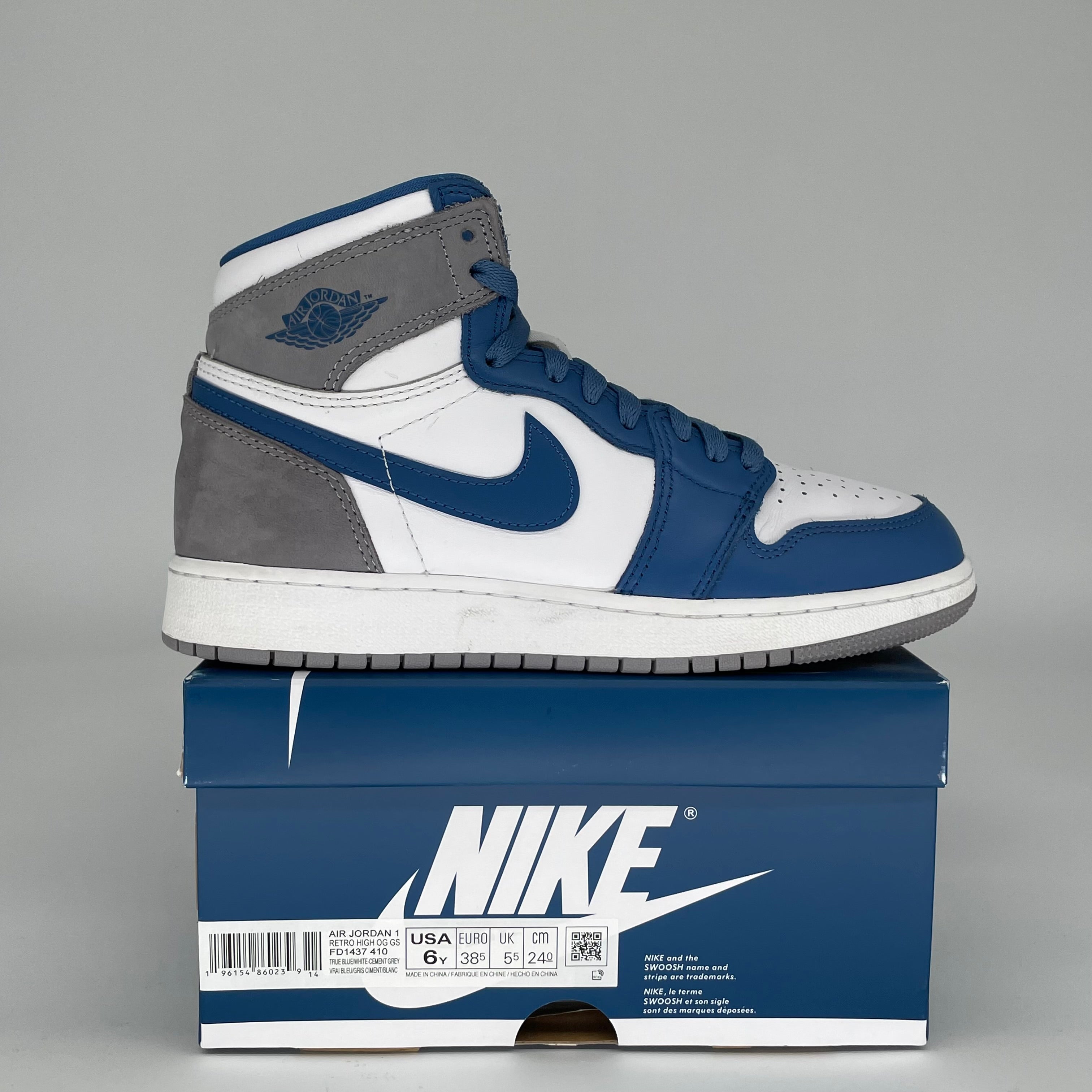 AIR JORDAN 1 TRUE BLUE SIZE 6Y FD1437-410