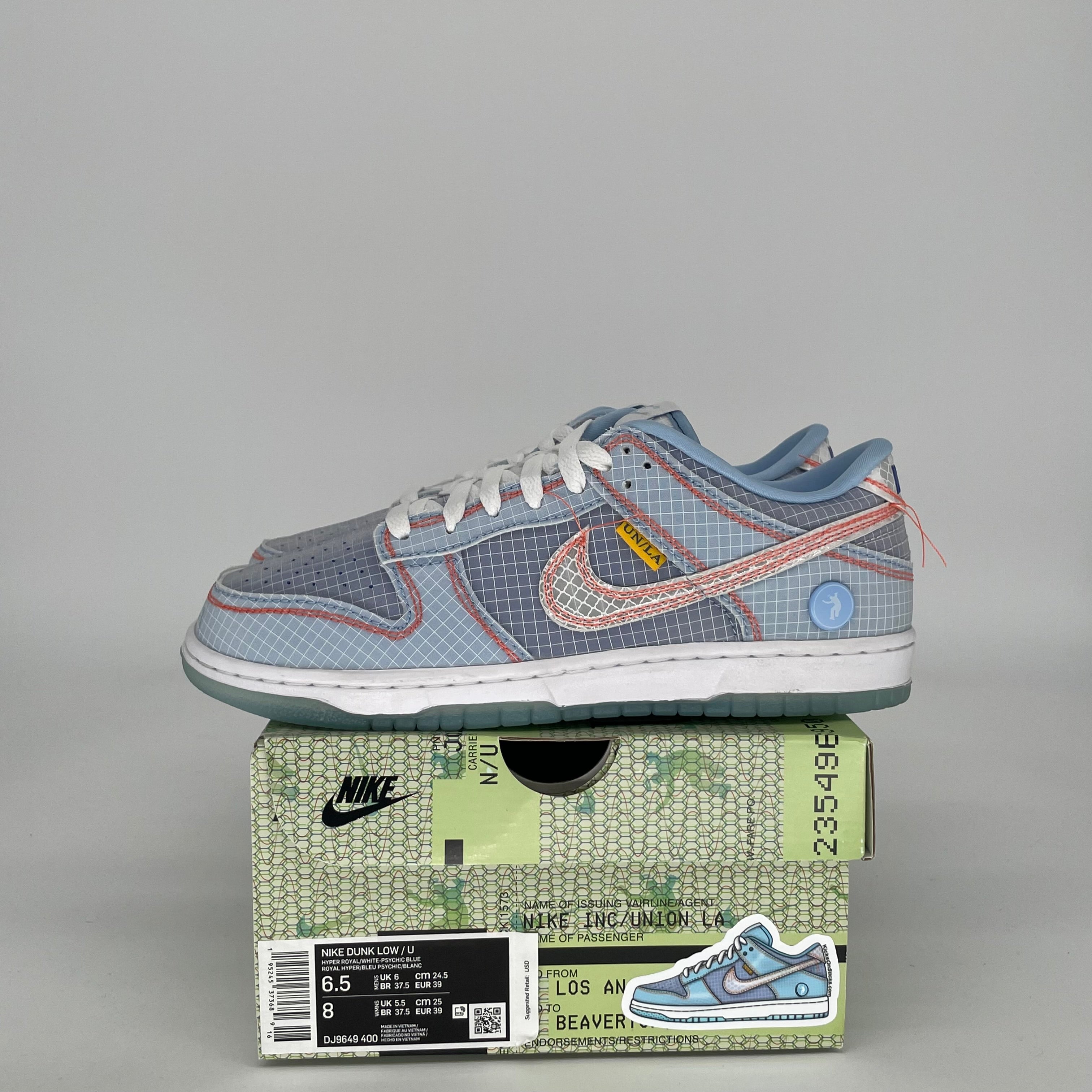 NIKE DUNK LOW UNION PASSPORT PACK ARGON SIZE 6.5 DJ9649-400