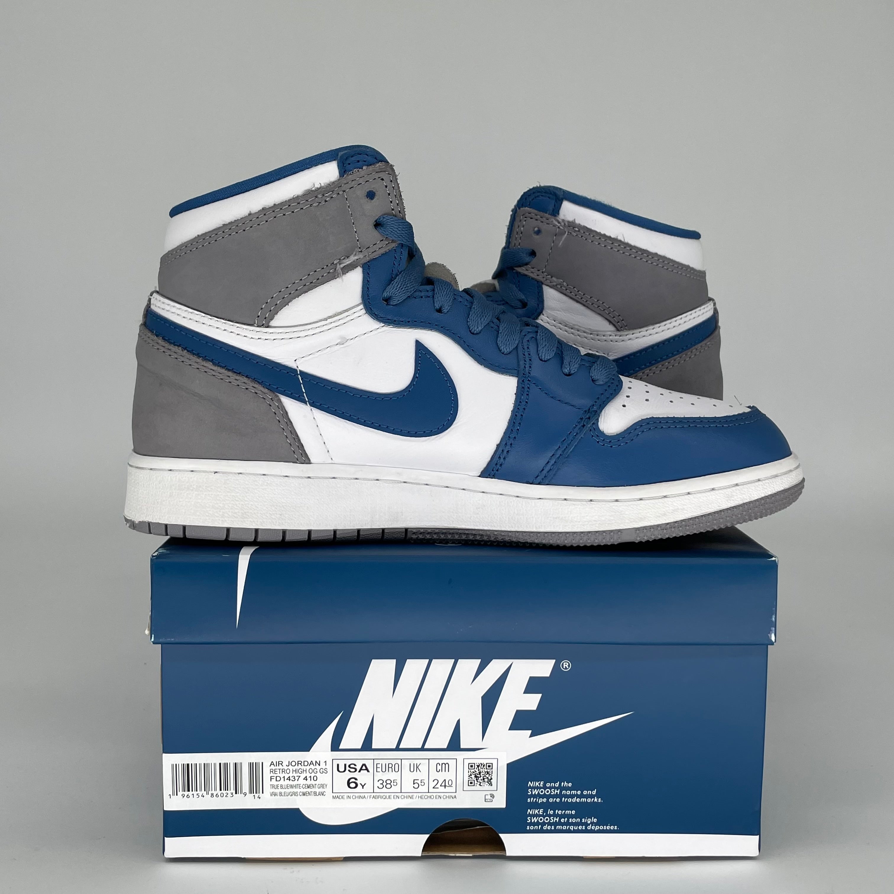 AIR JORDAN 1 TRUE BLUE SIZE 6Y FD1437-410