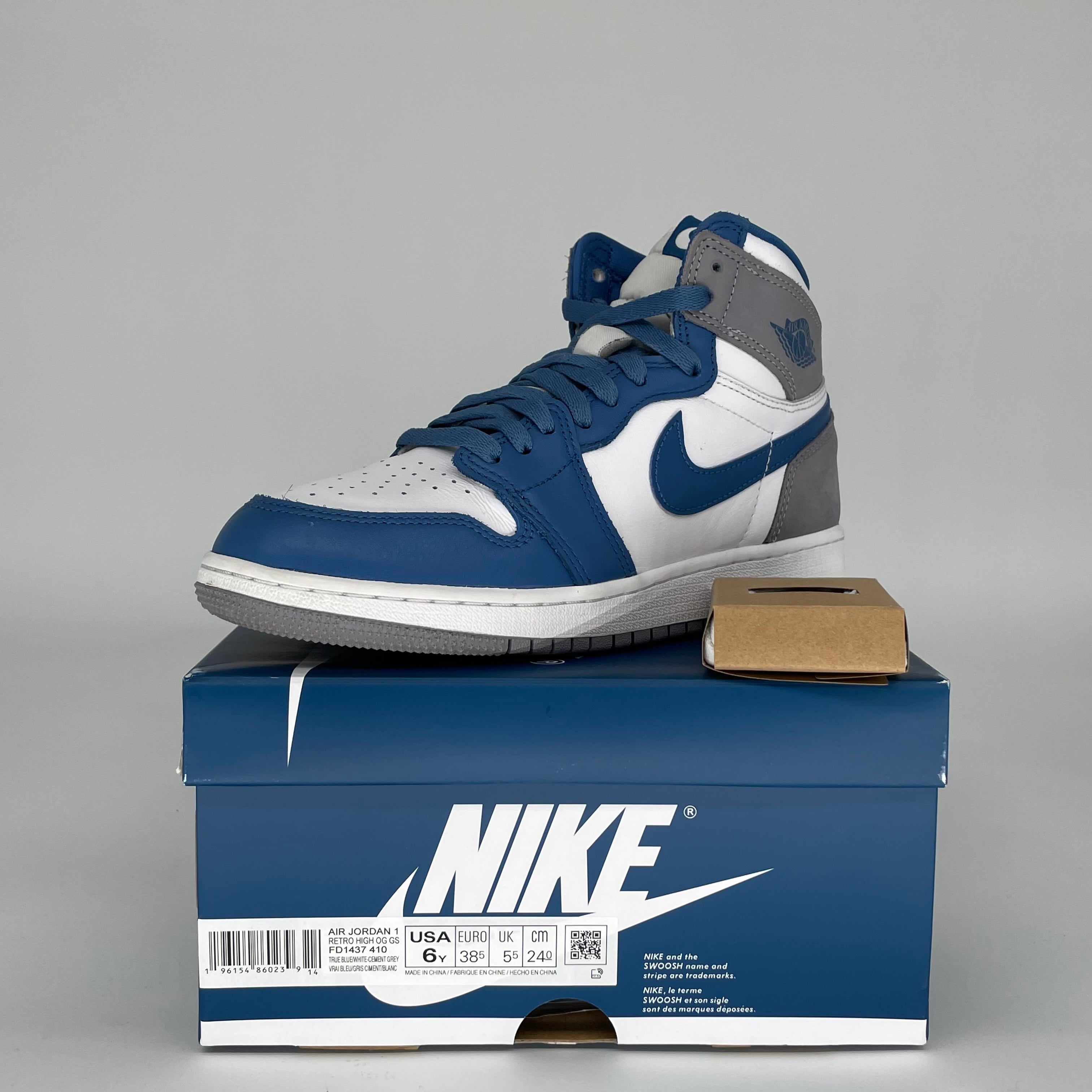 AIR JORDAN 1 TRUE BLUE SIZE 6Y FD1437-410