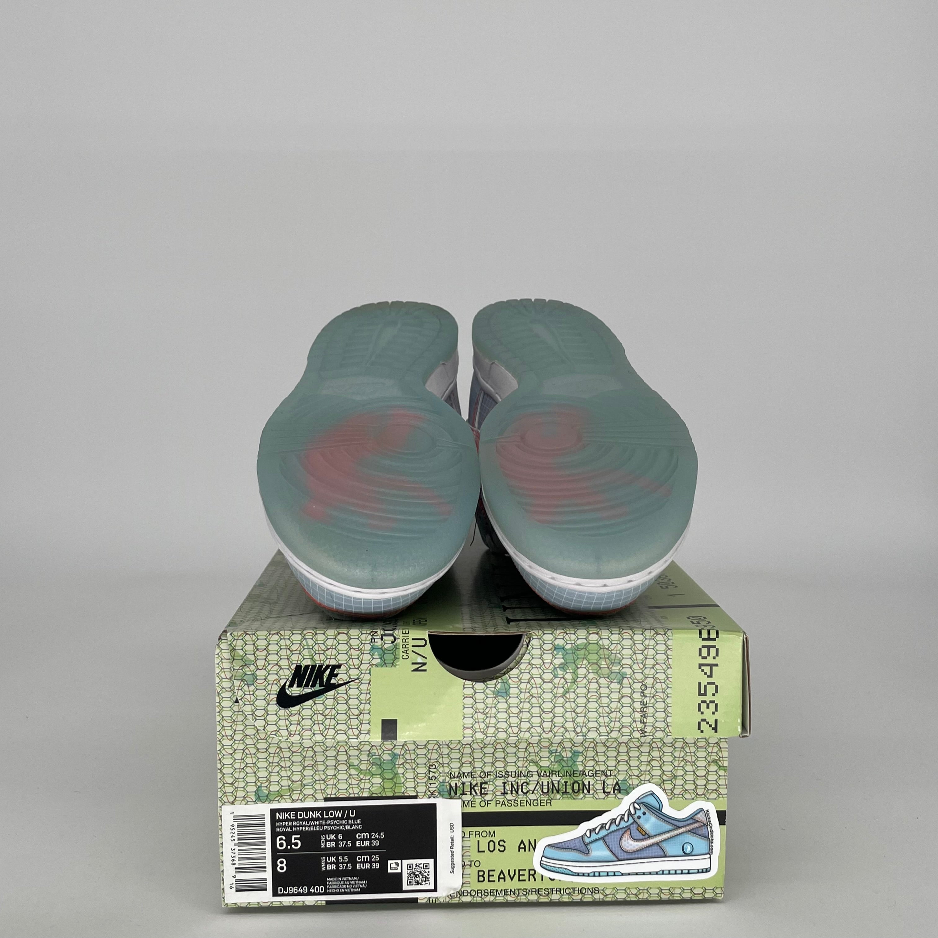 NIKE DUNK LOW UNION PASSPORT PACK ARGON SIZE 6.5 DJ9649-400