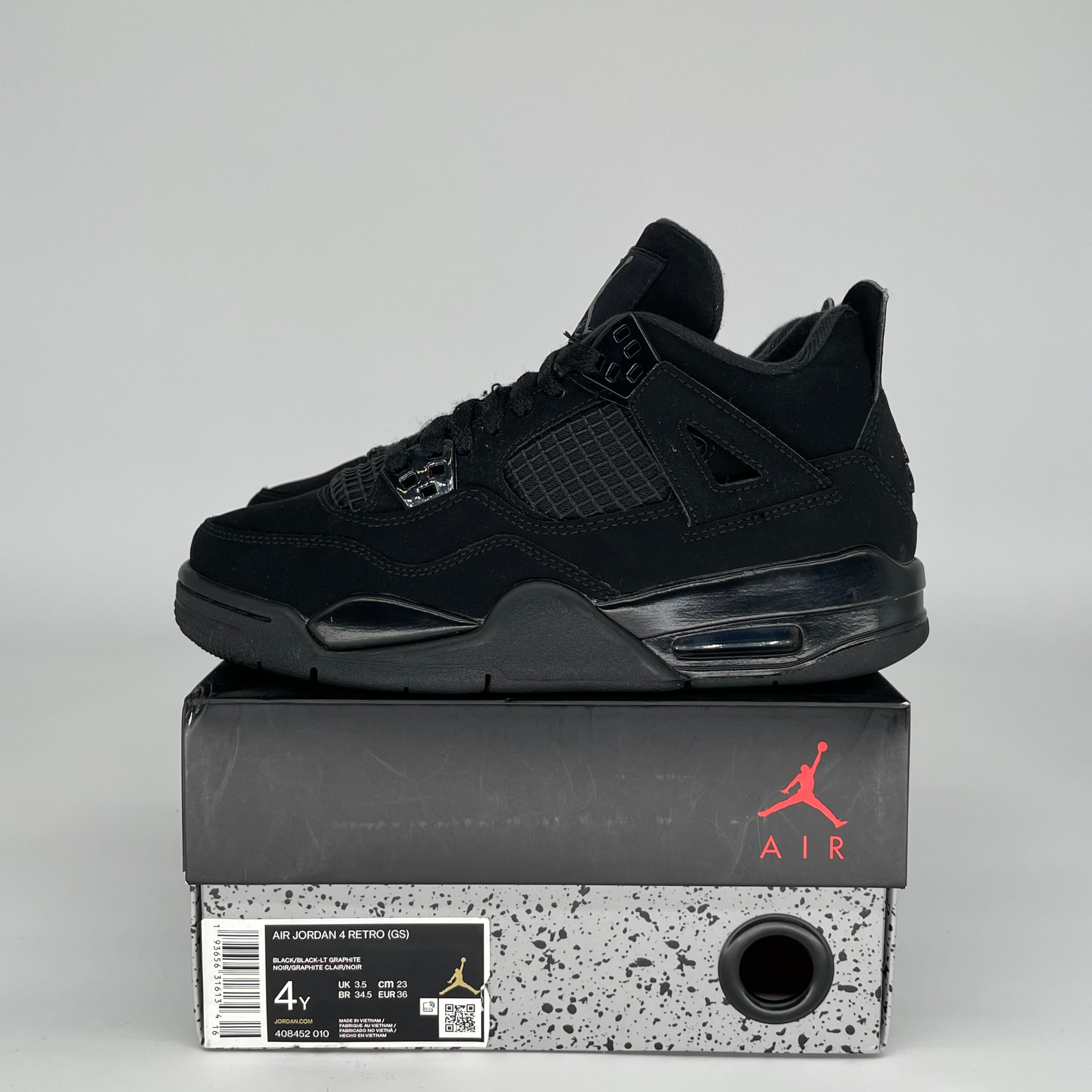 AIR JORDAN 4 BLACK CAT SIZE 4Y 408452-010