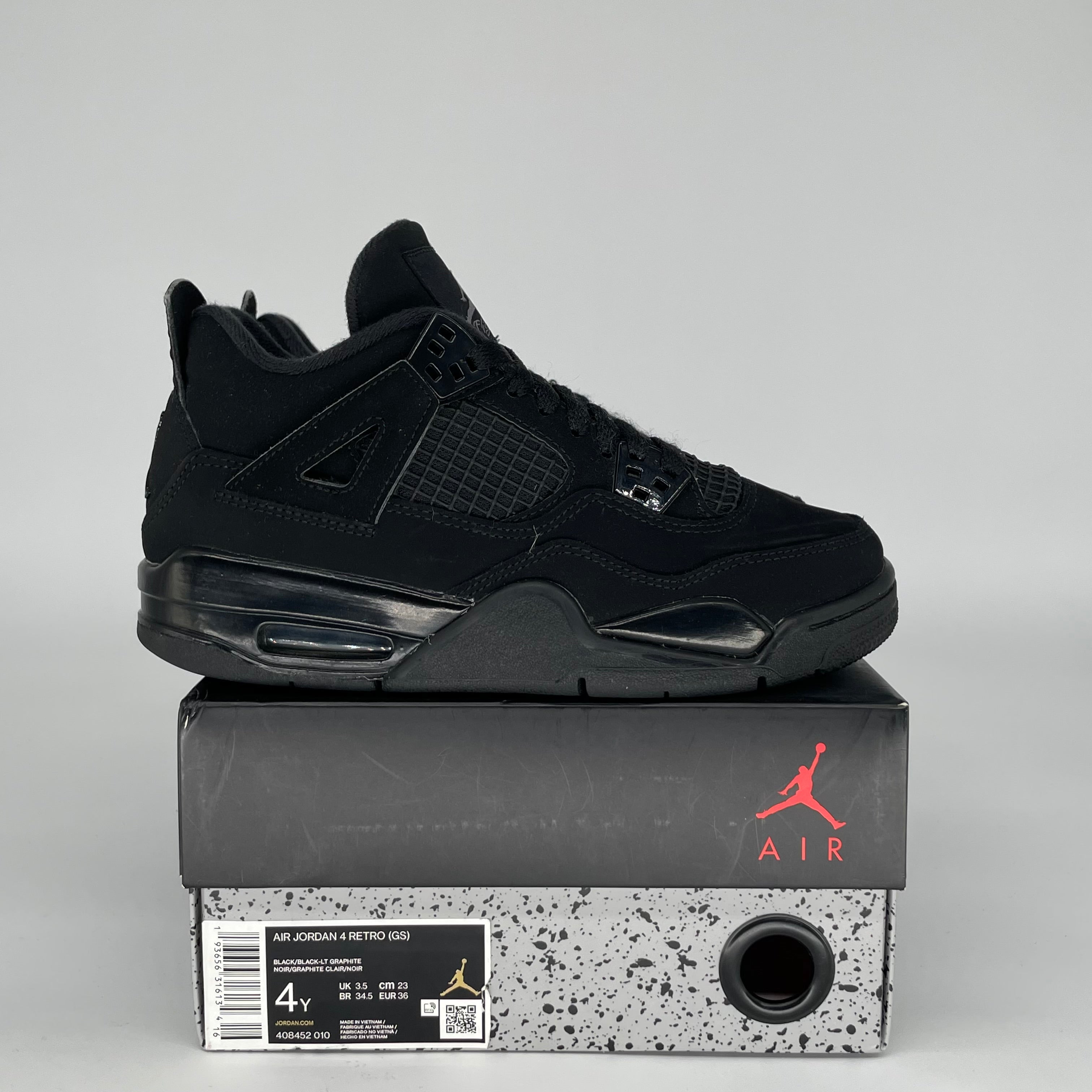 AIR JORDAN 4 BLACK CAT SIZE 4Y 408452-010