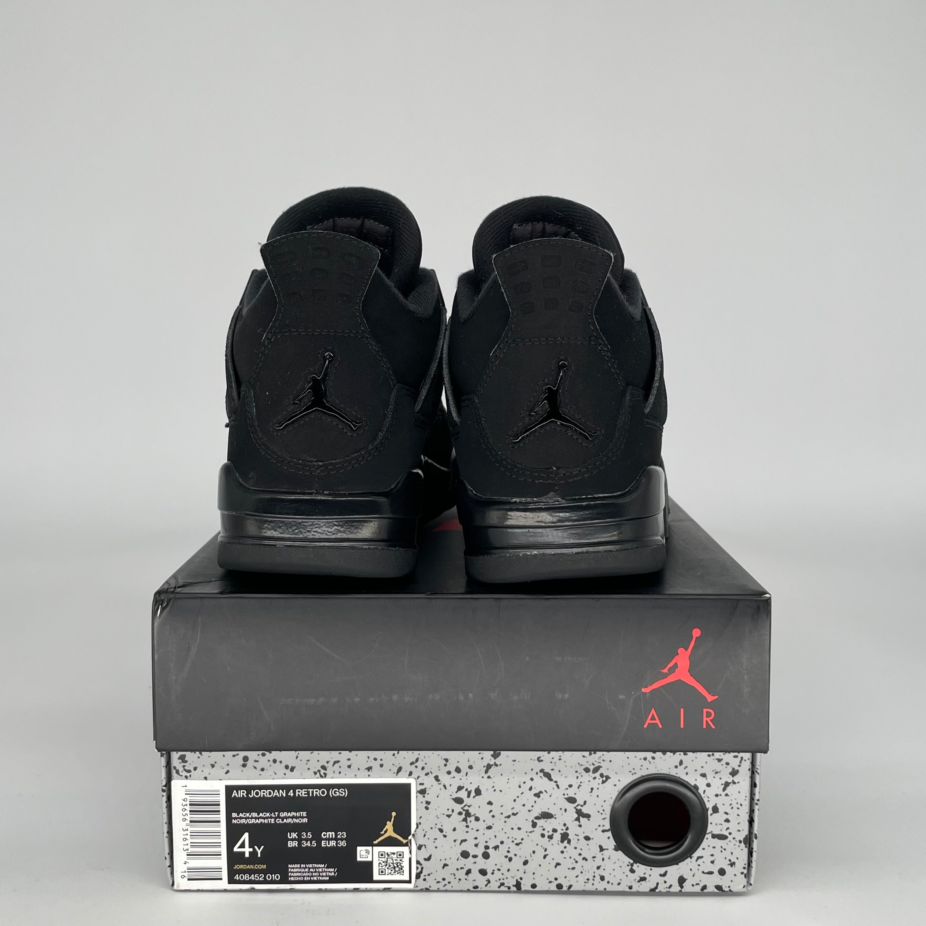 AIR JORDAN 4 BLACK CAT SIZE 4Y 408452-010