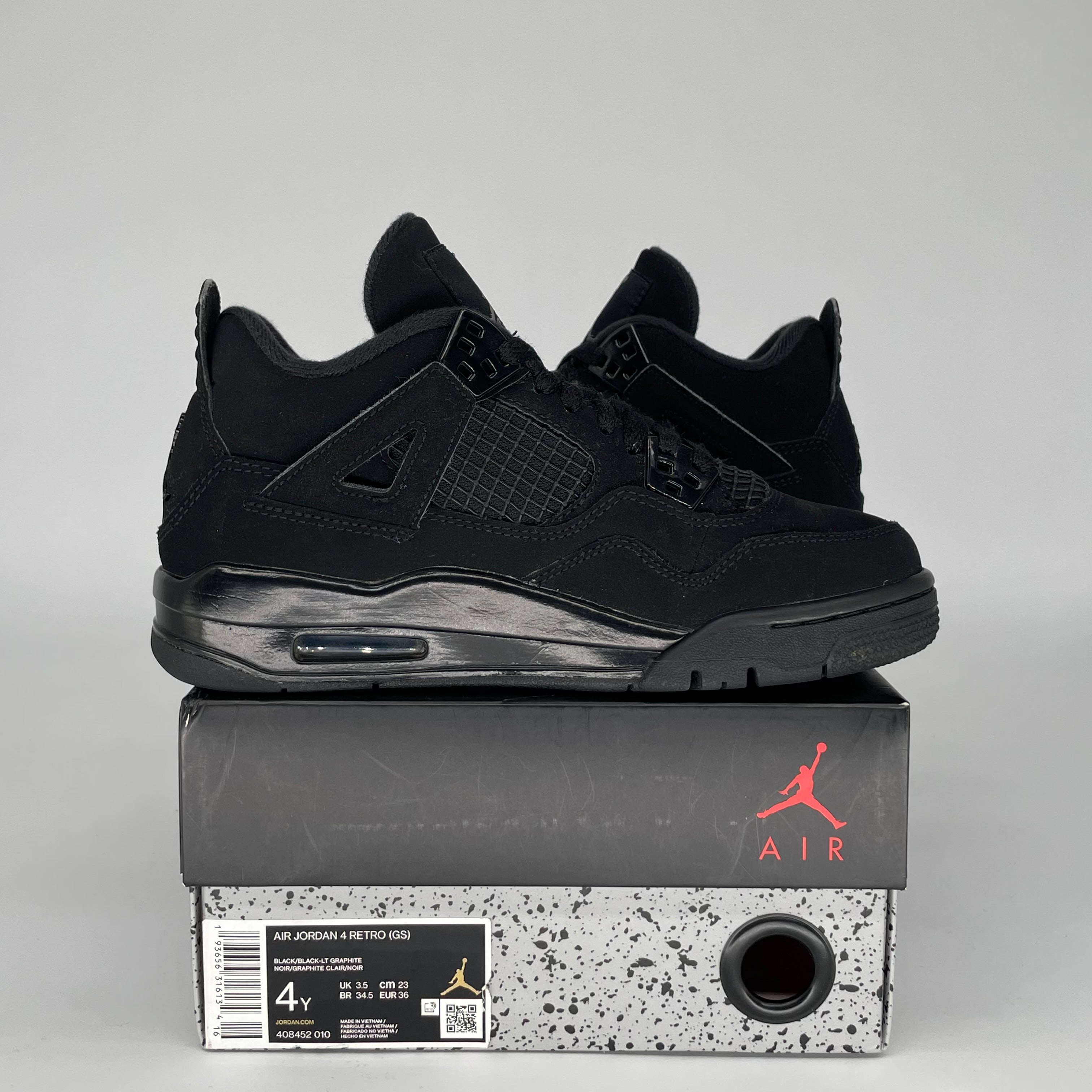 AIR JORDAN 4 BLACK CAT SIZE 4Y 408452-010