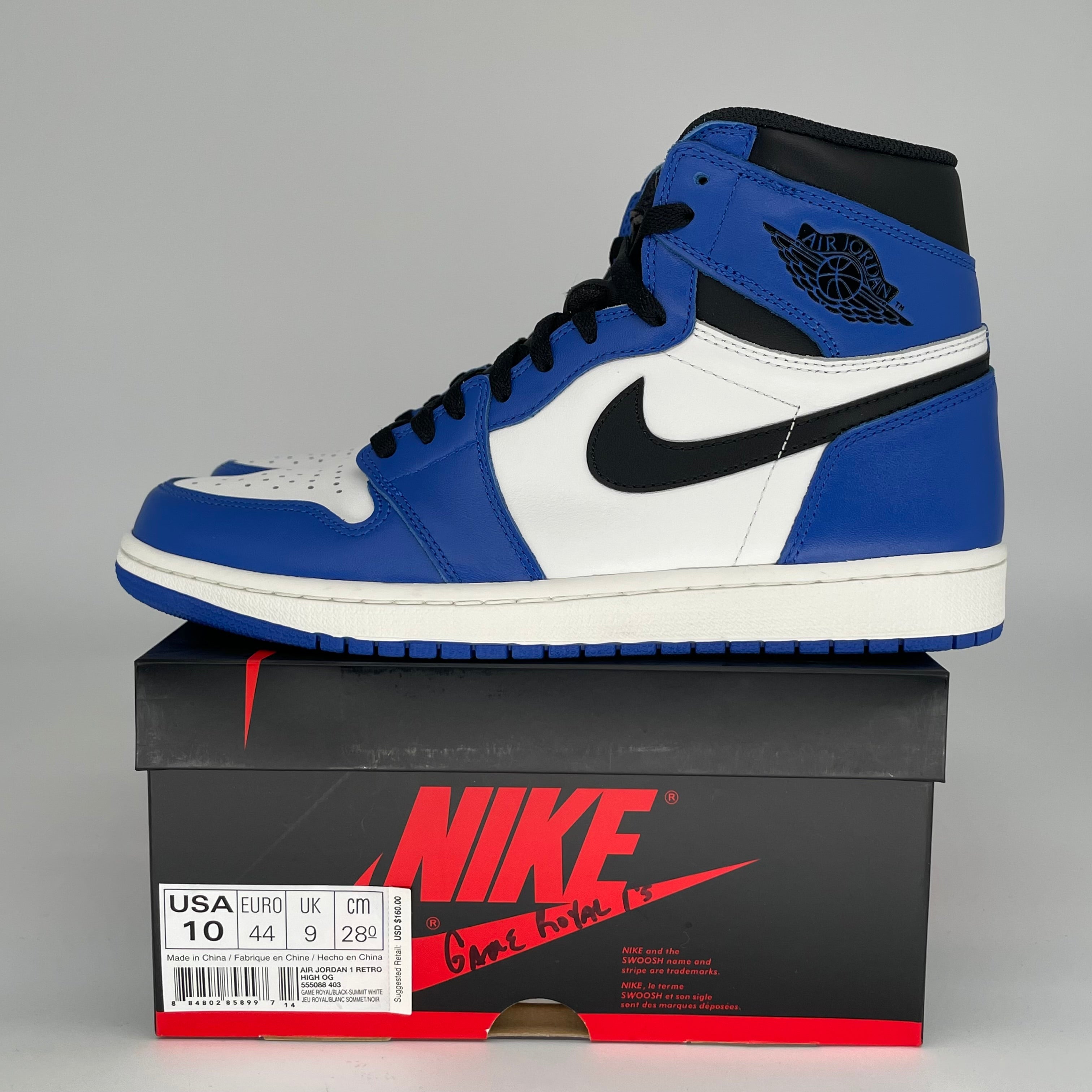 AIR JORDAN 1 GAME ROYAL SIZE 10 555088-403