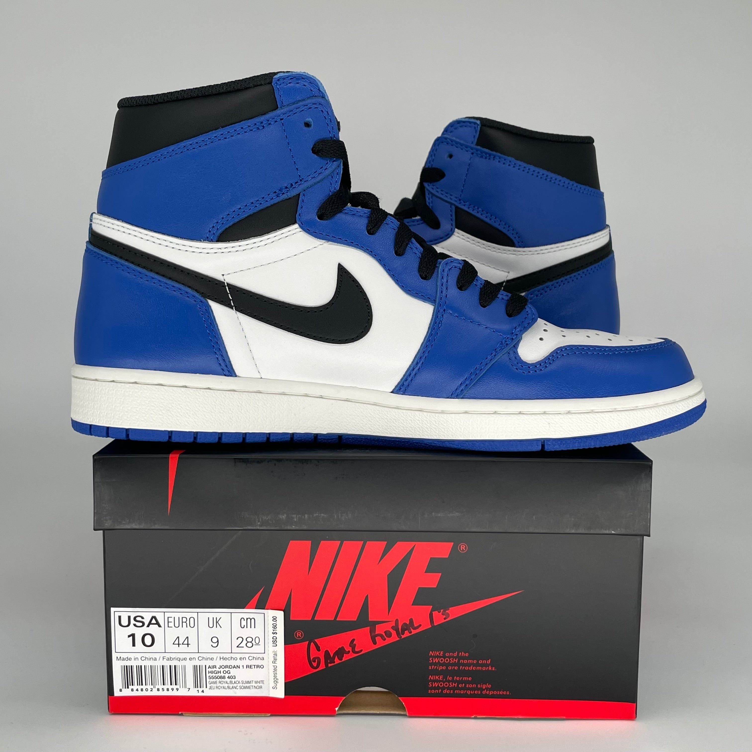 AIR JORDAN 1 GAME ROYAL SIZE 10 555088-403