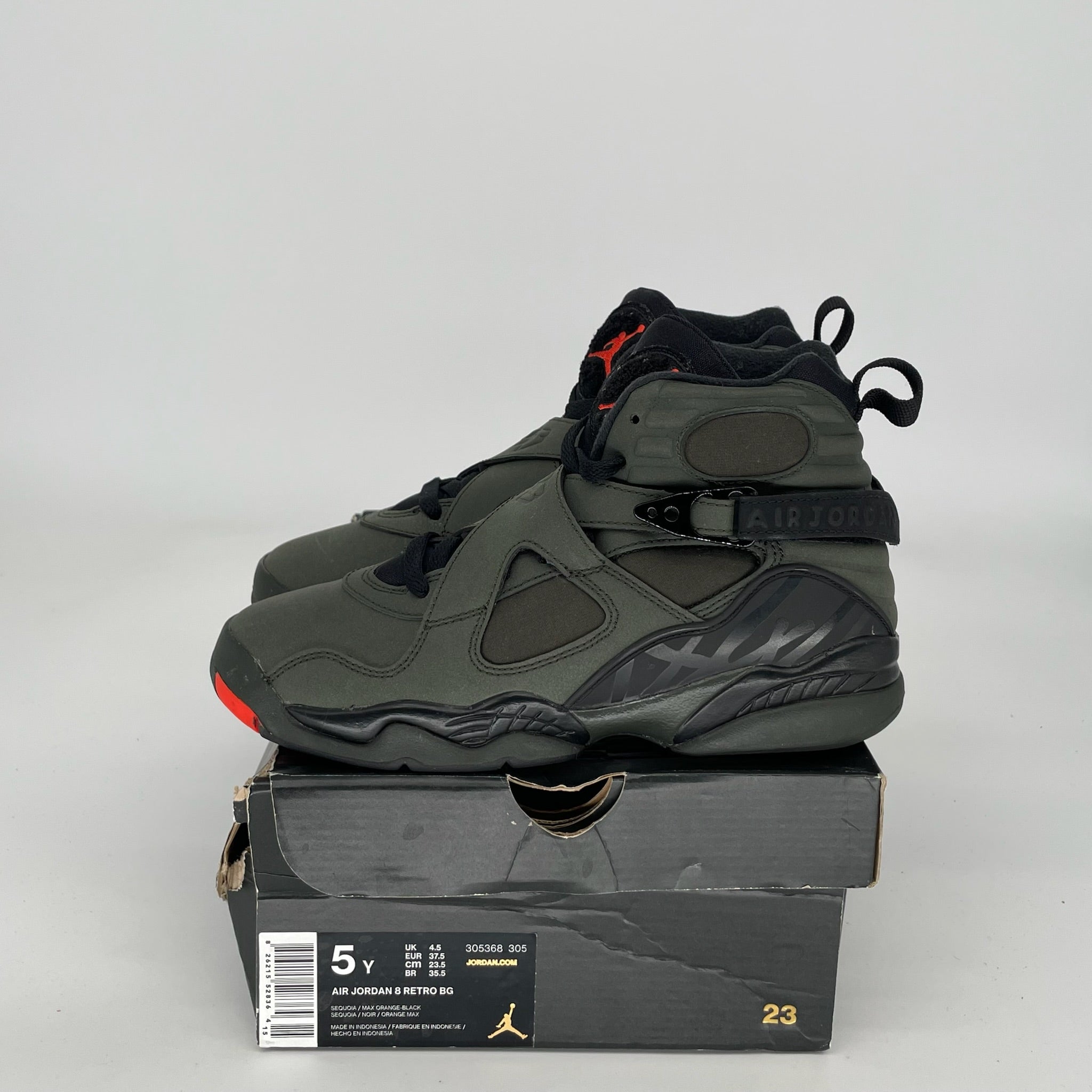 AIR JORDAN 8 SEQUOIA SIZE 5Y 305368-305