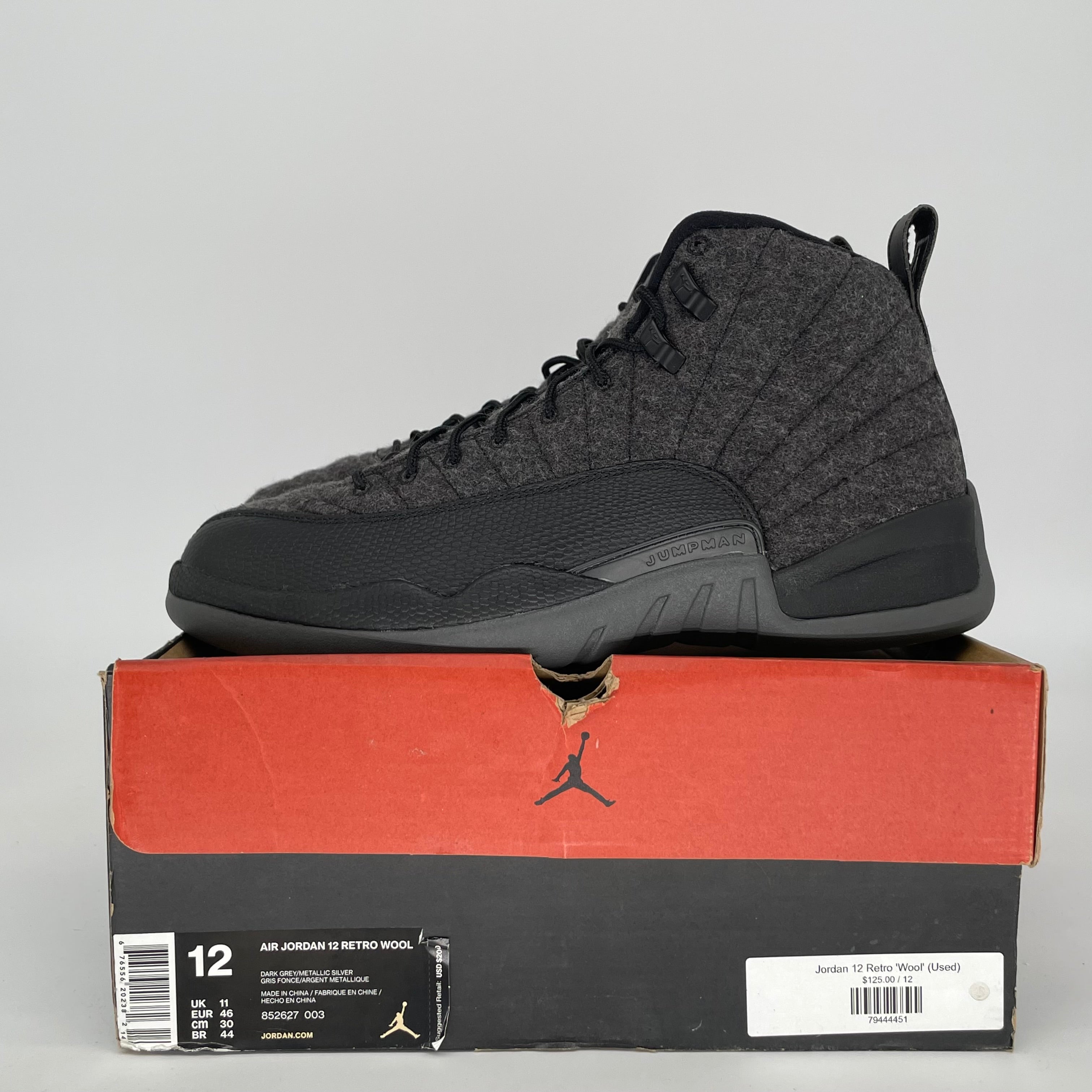 AIR JORDAN 12 WOOL SIZE 12 852627-003