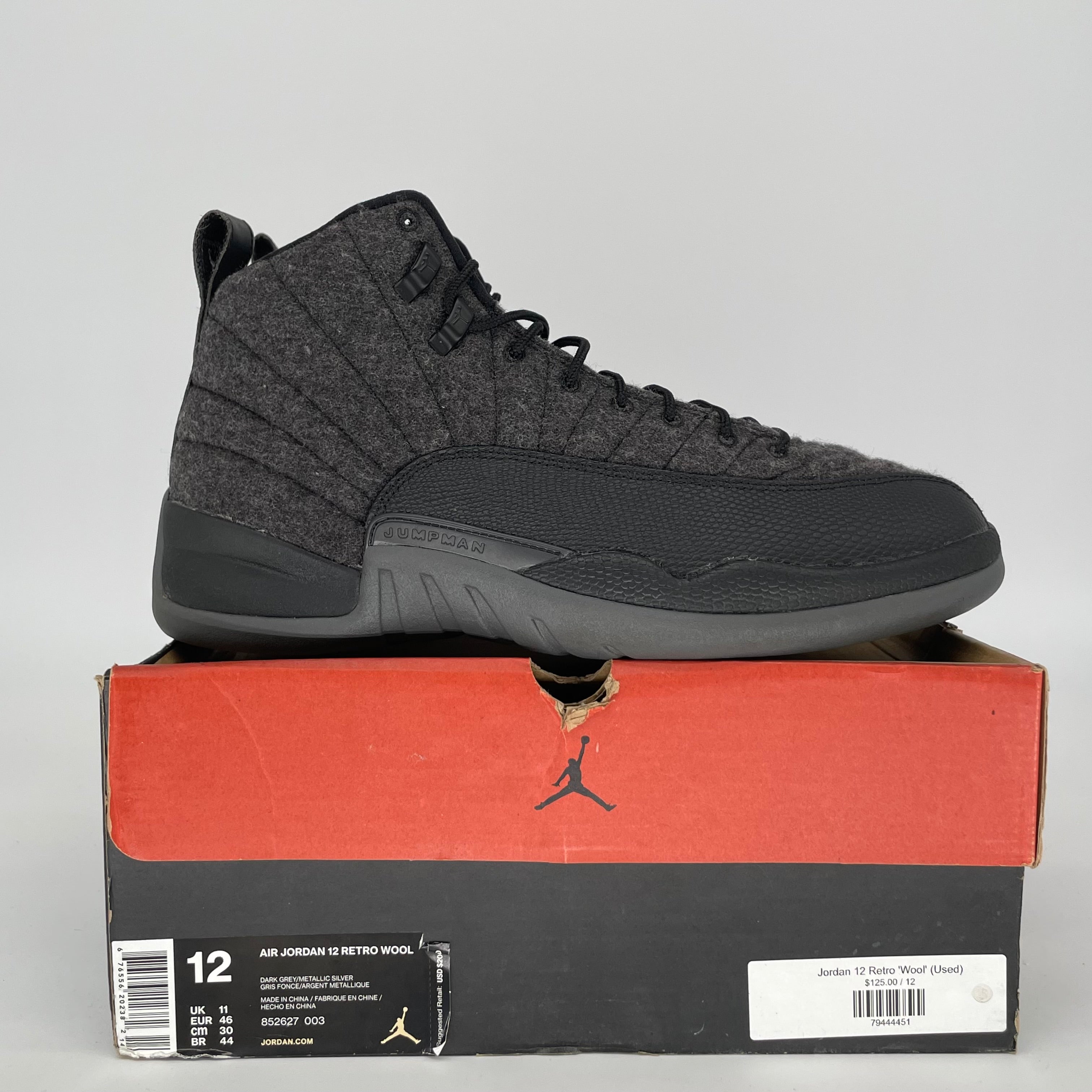 AIR JORDAN 12 WOOL SIZE 12 852627-003