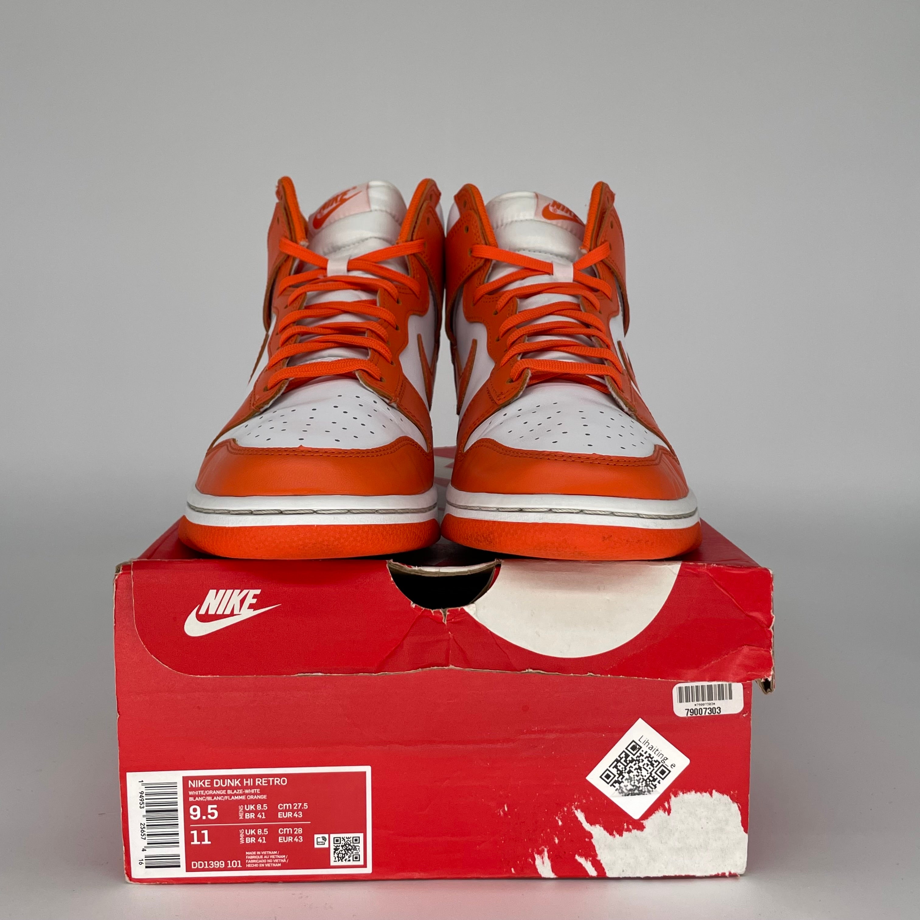 NIKE DUNK HIGH SYRACUSE SIZE 9.5 DD1399-101