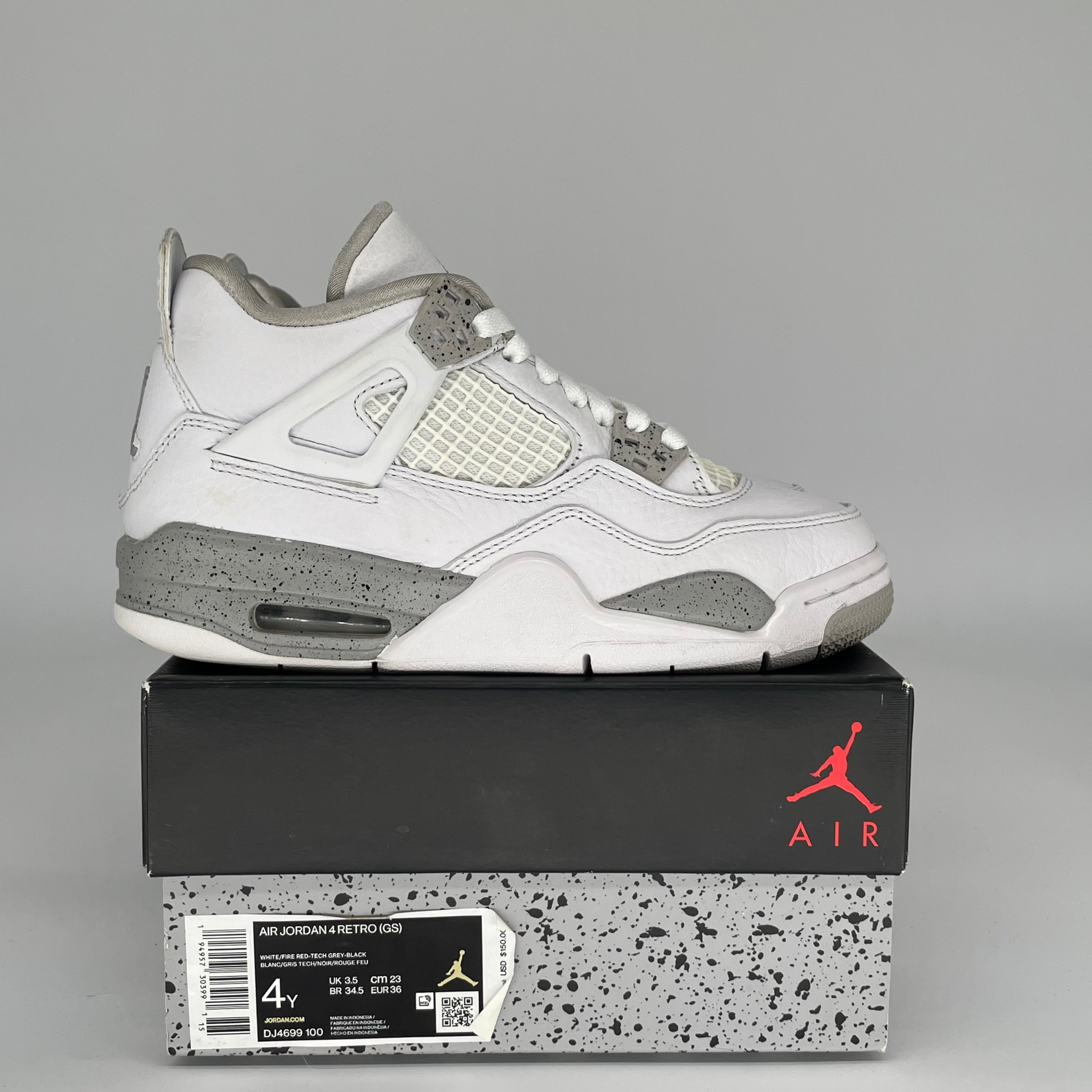 AIR JORDAN 4 WHITE OREO SIZE 4Y DJ4699-100