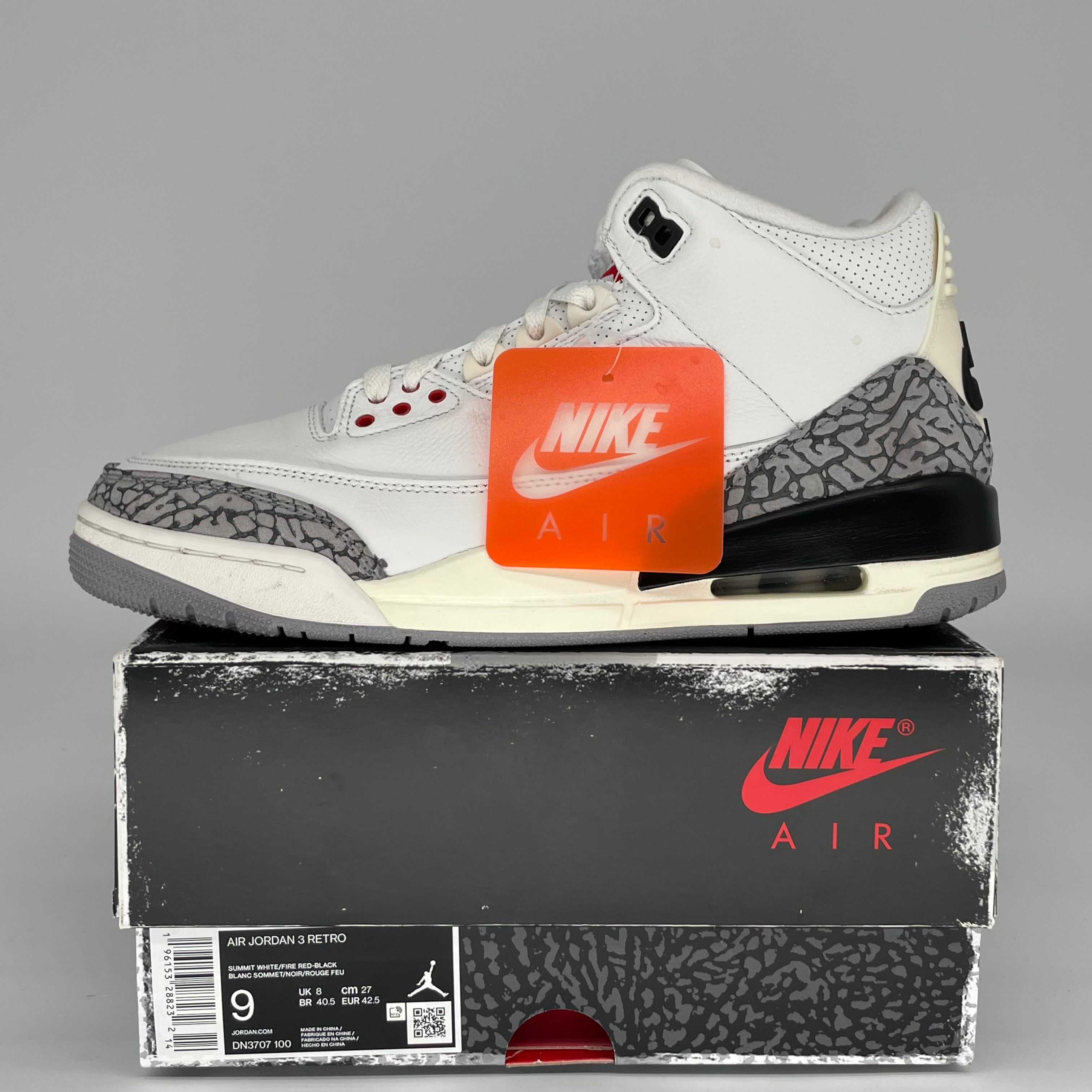 AIR JORDAN 3 WHITE CEMENT REIMAGINED SIZE 9 DN3707-100