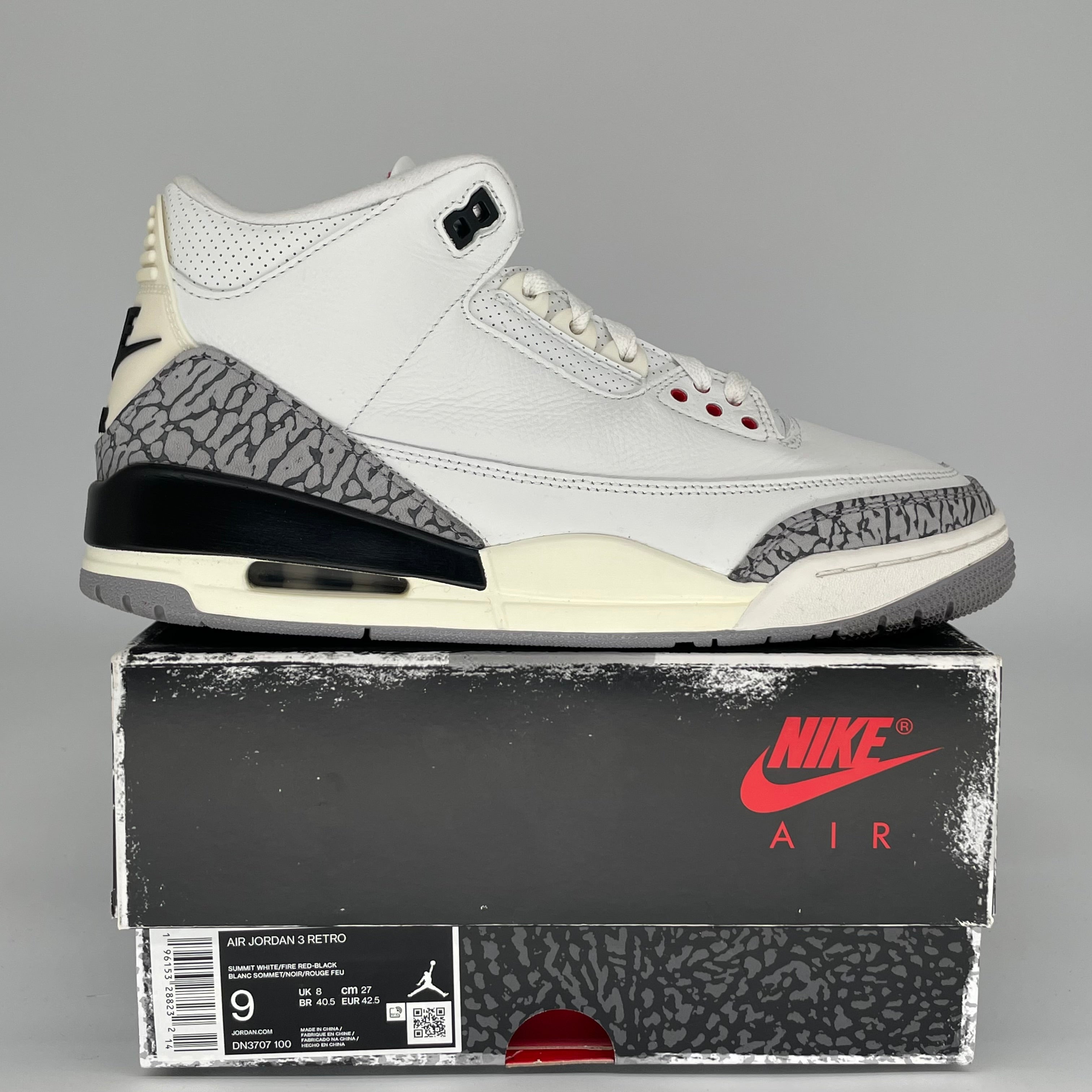 AIR JORDAN 3 WHITE CEMENT REIMAGINED SIZE 9 DN3707-100