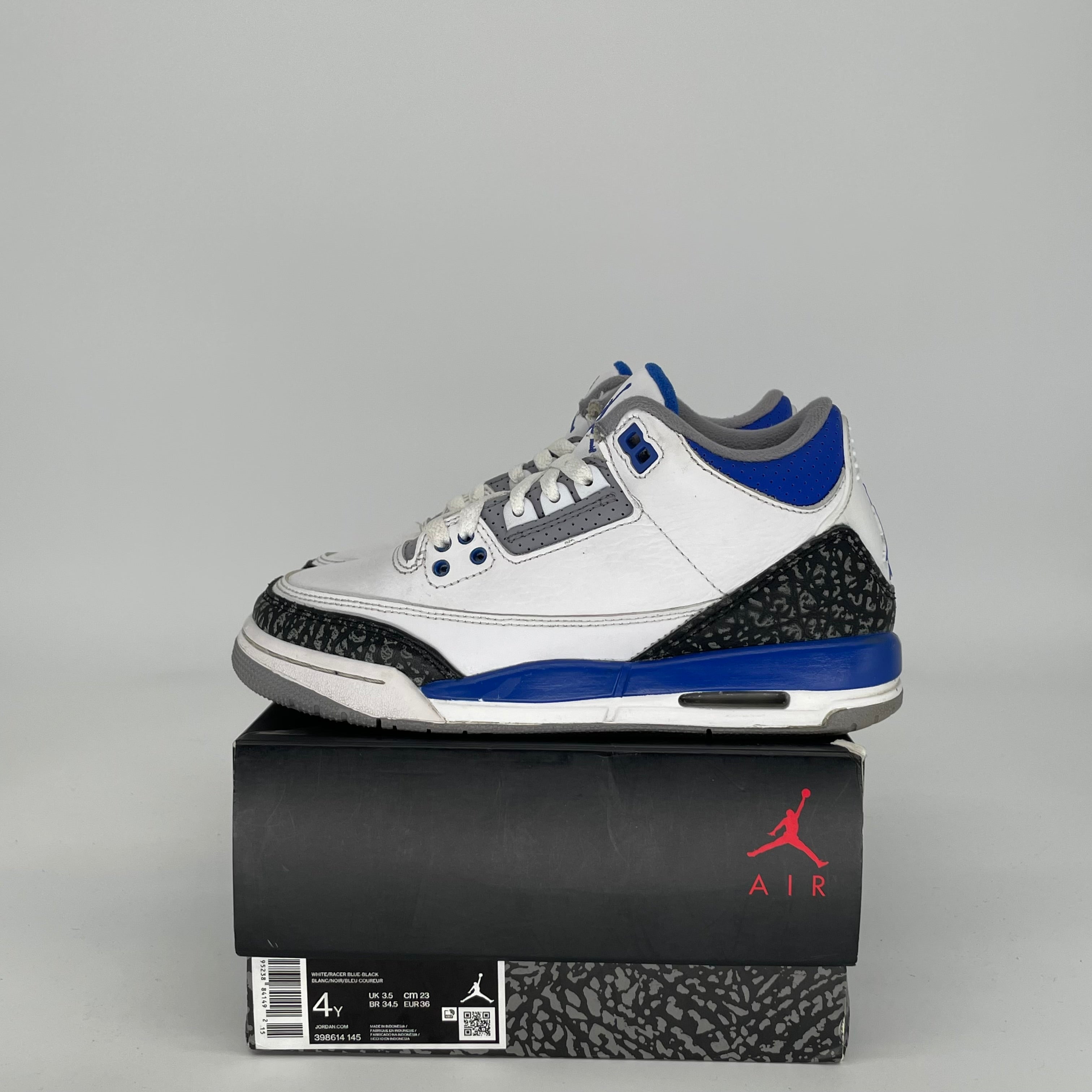 AIR JORDAN 3 RACER BLUE SIZE 4Y 398614-145