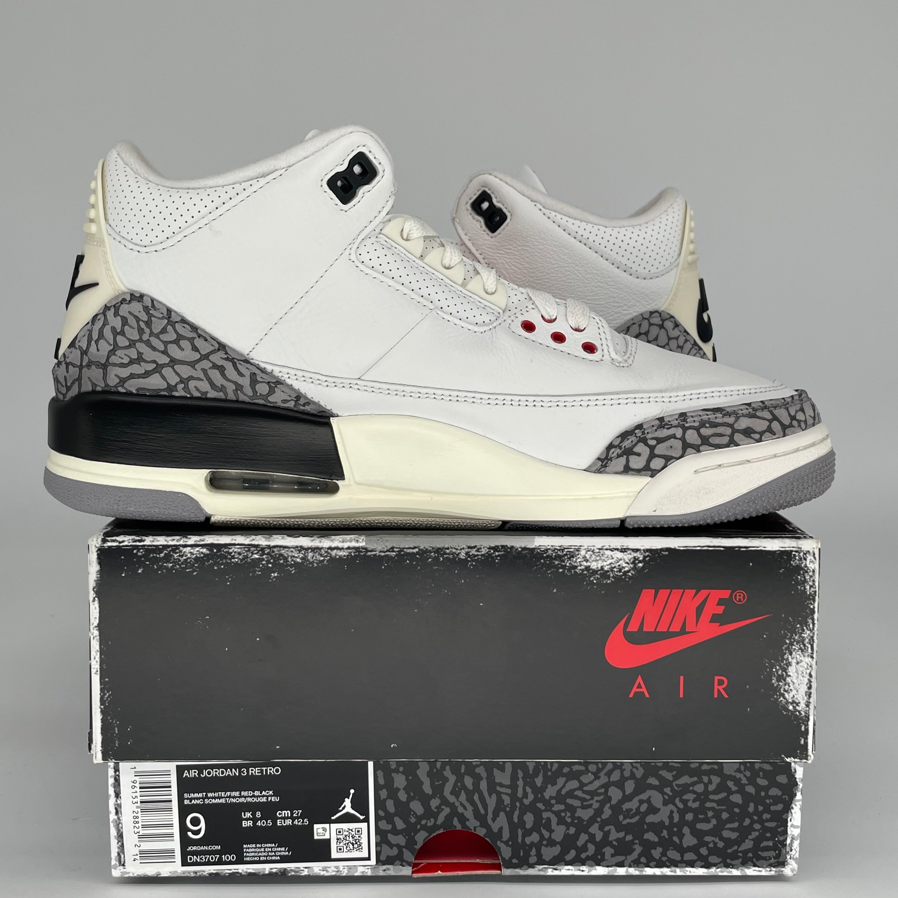 AIR JORDAN 3 WHITE CEMENT REIMAGINED SIZE 9 DN3707-100