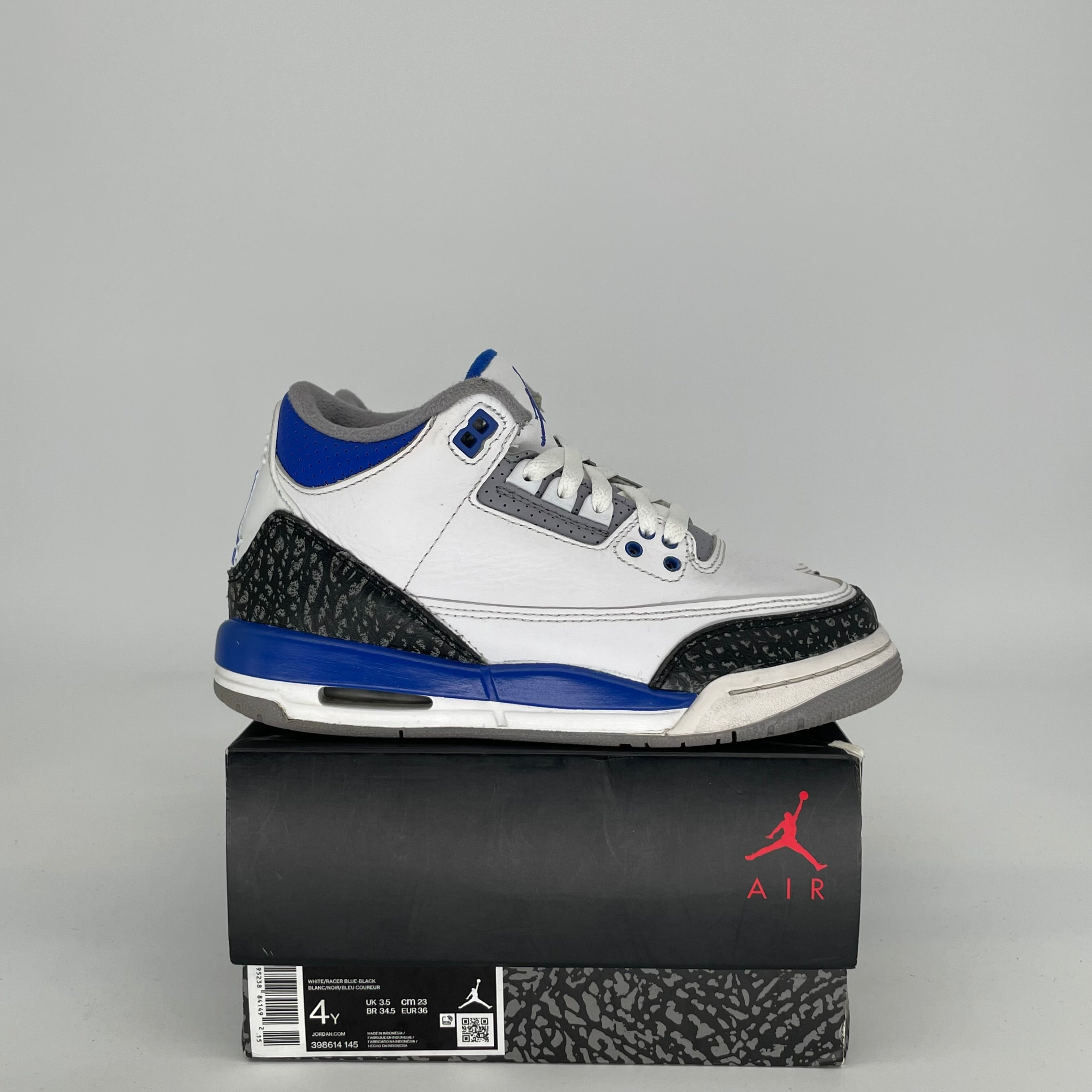 AIR JORDAN 3 RACER BLUE SIZE 4Y 398614-145